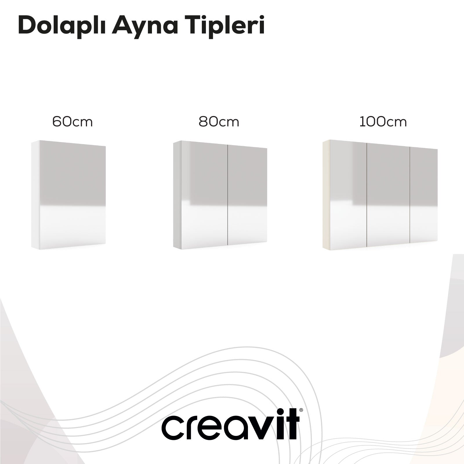 D10 80 cm Melamin Aynalı Dolap Beyaz - Creavit | Banyo Bu Tarafta