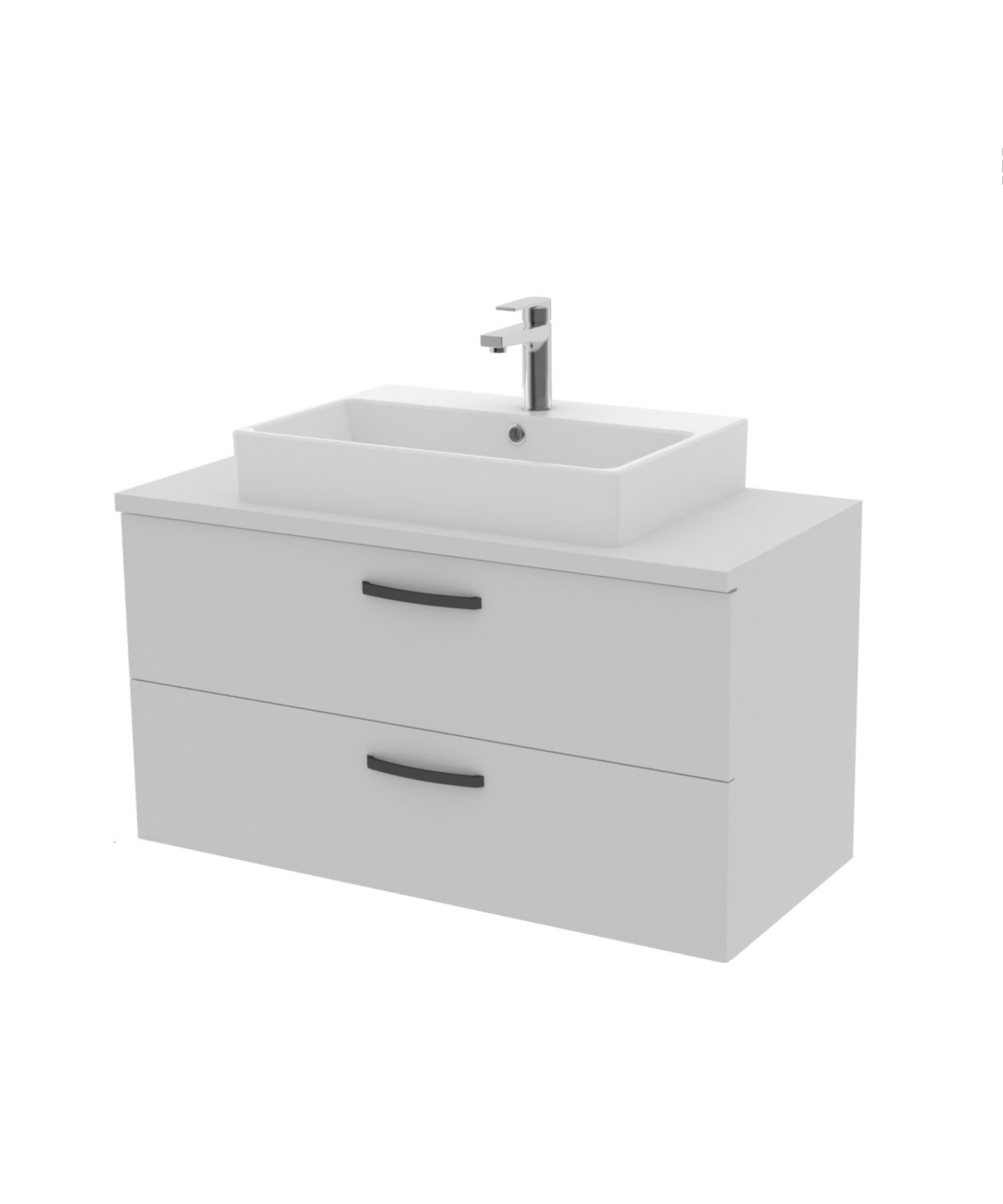 D10 Next Lavabo Dolabı İki Çekmeceli 100 cm Beyaz Melamin Gövde