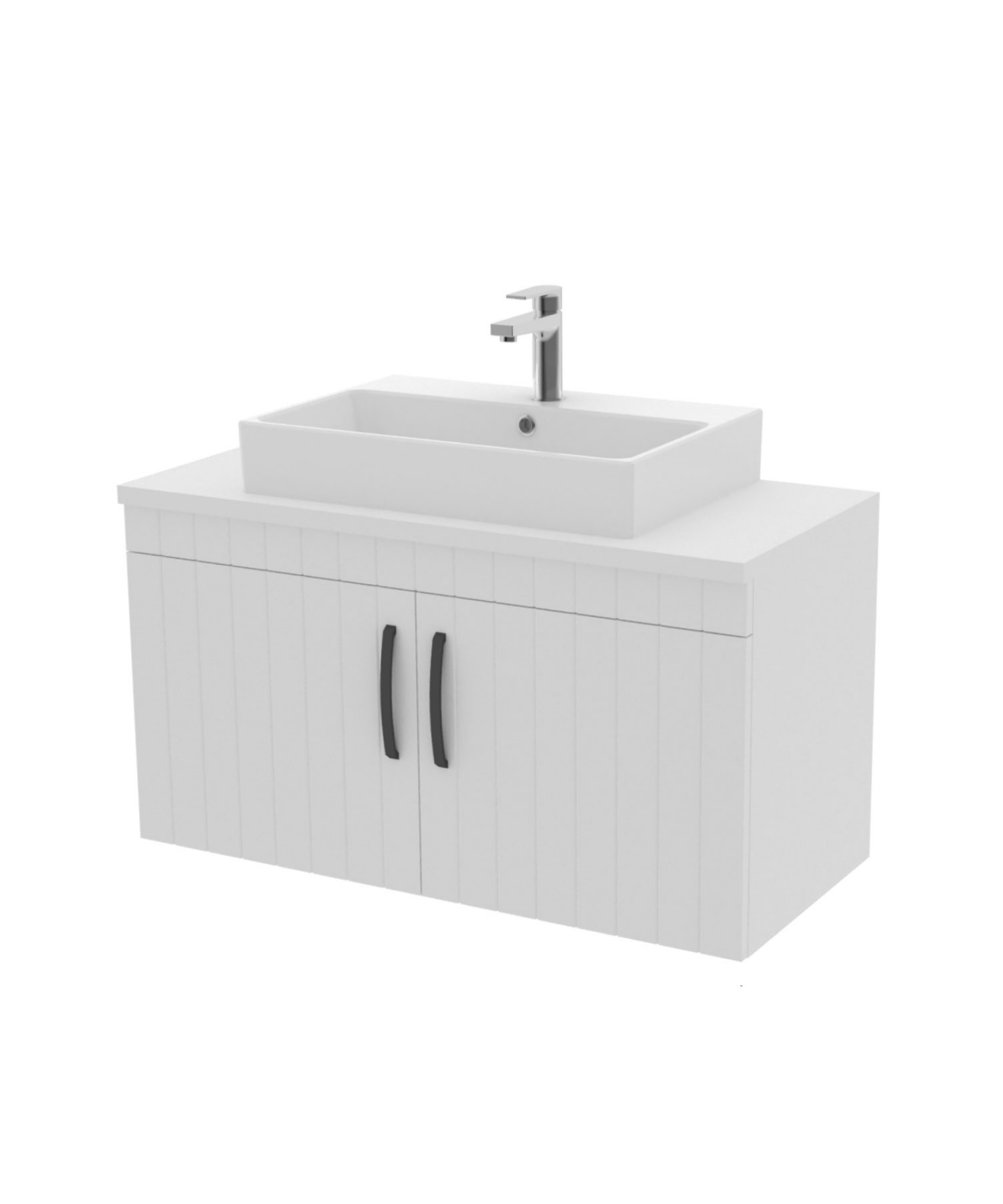 D10 Next Lavabo Dolabı Kapaklı 100 cm Beyaz Melamin Gövde Lake Kapak