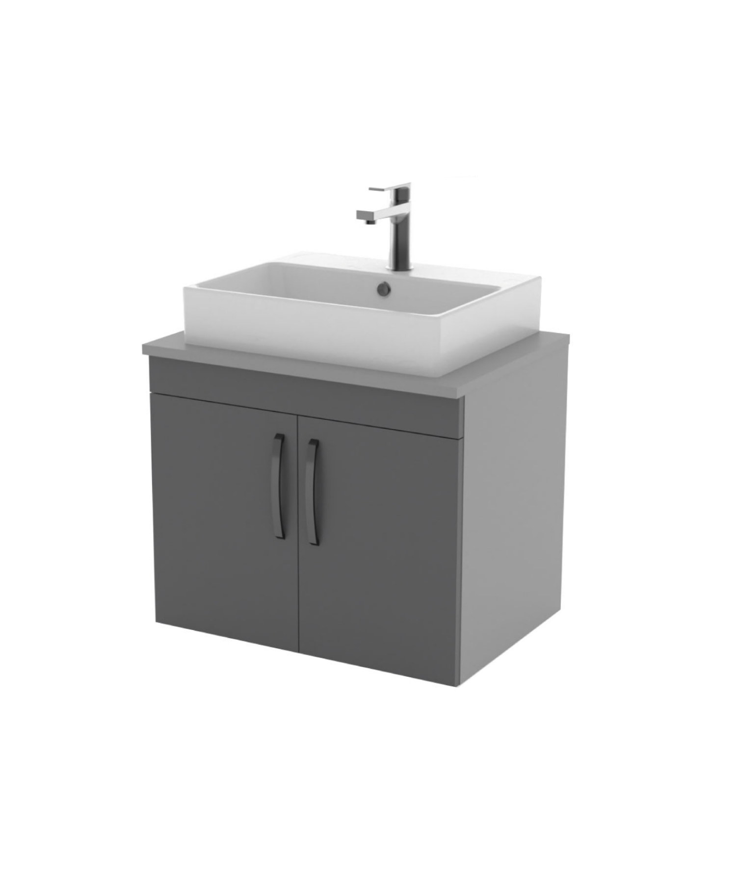 D10 Next Lavabo Dolabı Kapaklı 65 cm Gri Gövde Antrasit Kapak