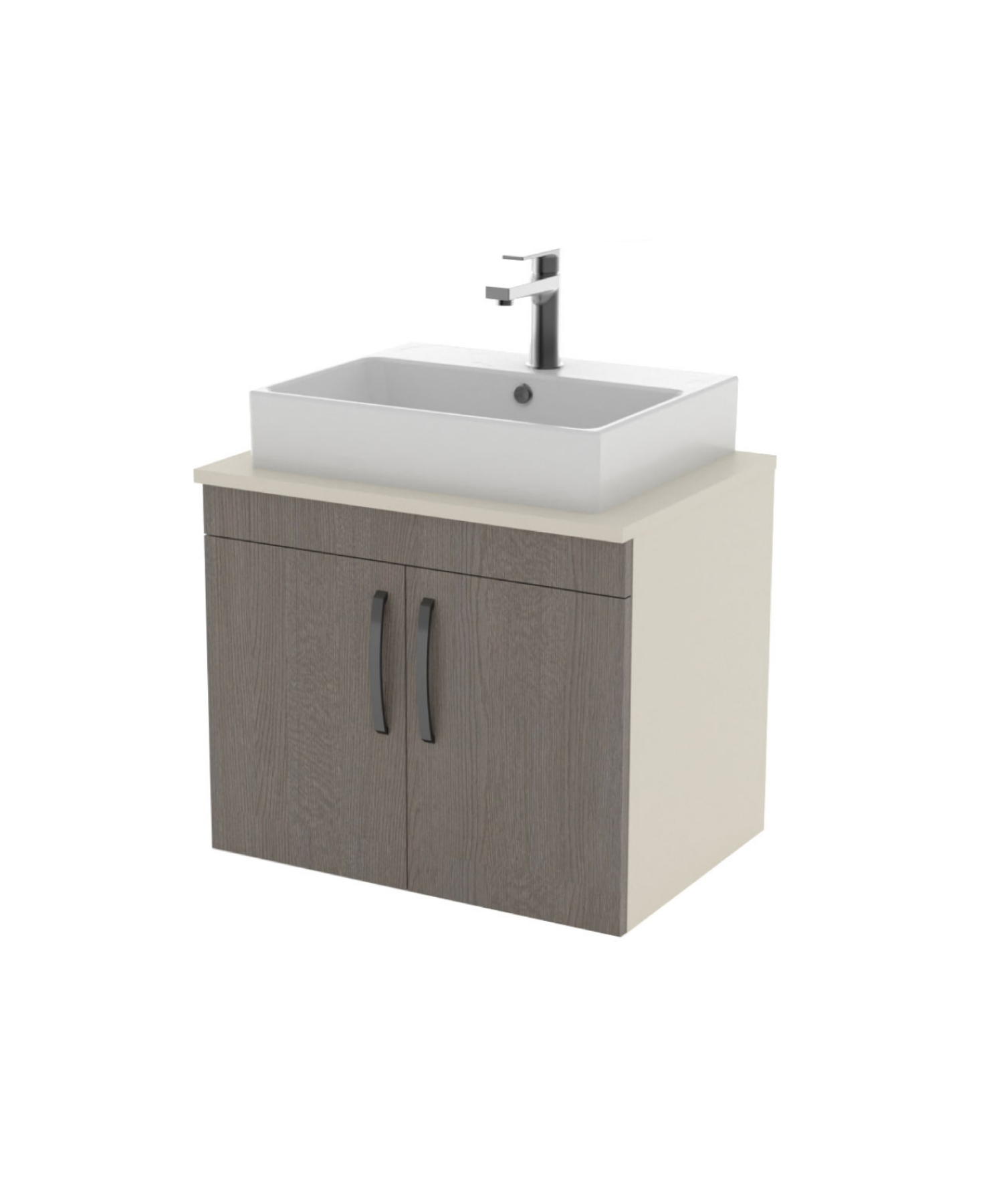 D10 Next Lavabo Dolabı Kapaklı 65 cm Dafne Gövde Antrasit Meşe Kapak