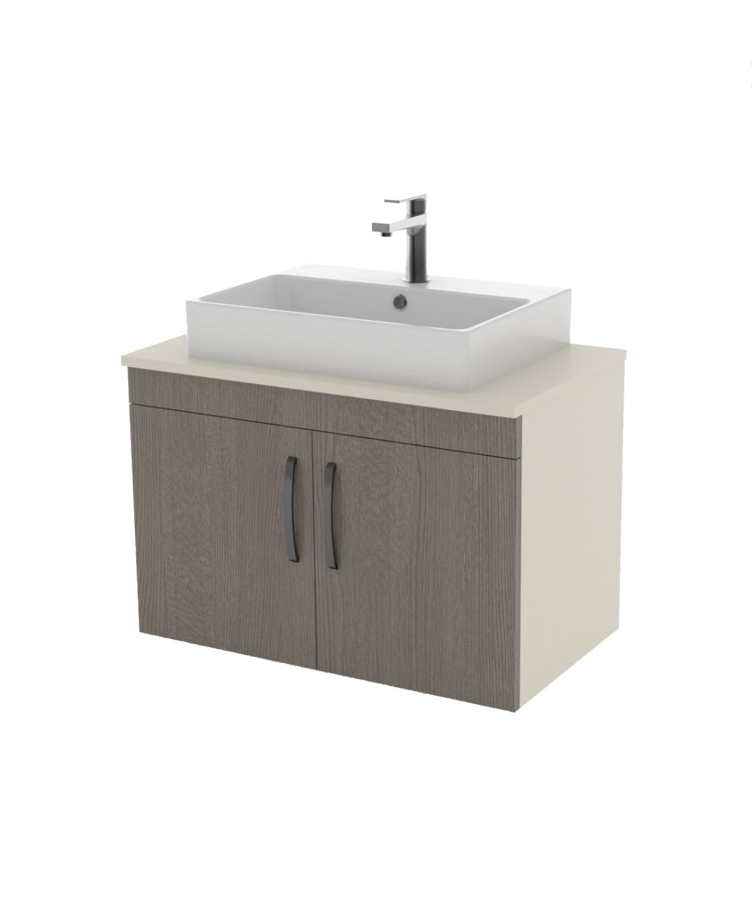 D10 Next Lavabo Dolabı Kapaklı 80 cm Dafne Gövde Antrasit Meşe Kapak