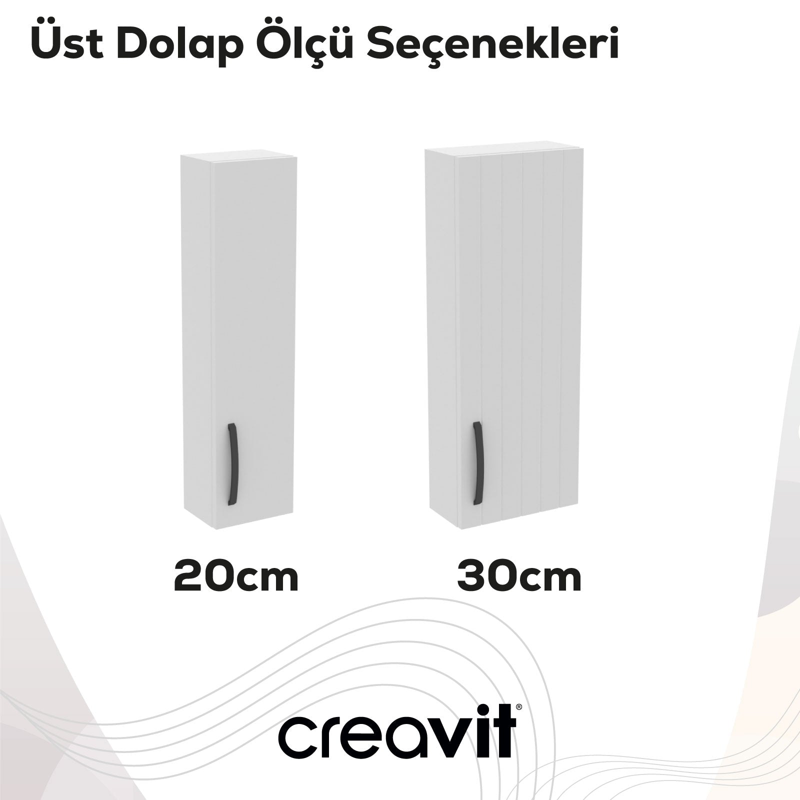 D10 30 cm Sol Üst Dolap Beyaz Melamin Gövde Melamin Kapak - Creavit | Banyo Bu Tarafta