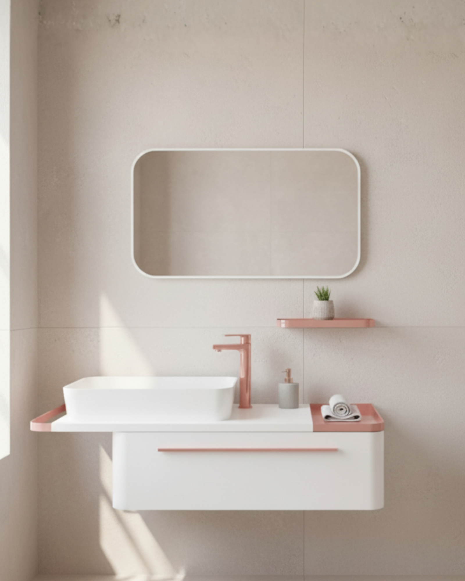 Angel 120 Cm Lavabo Dolabı Beyaz ve Led Ayna