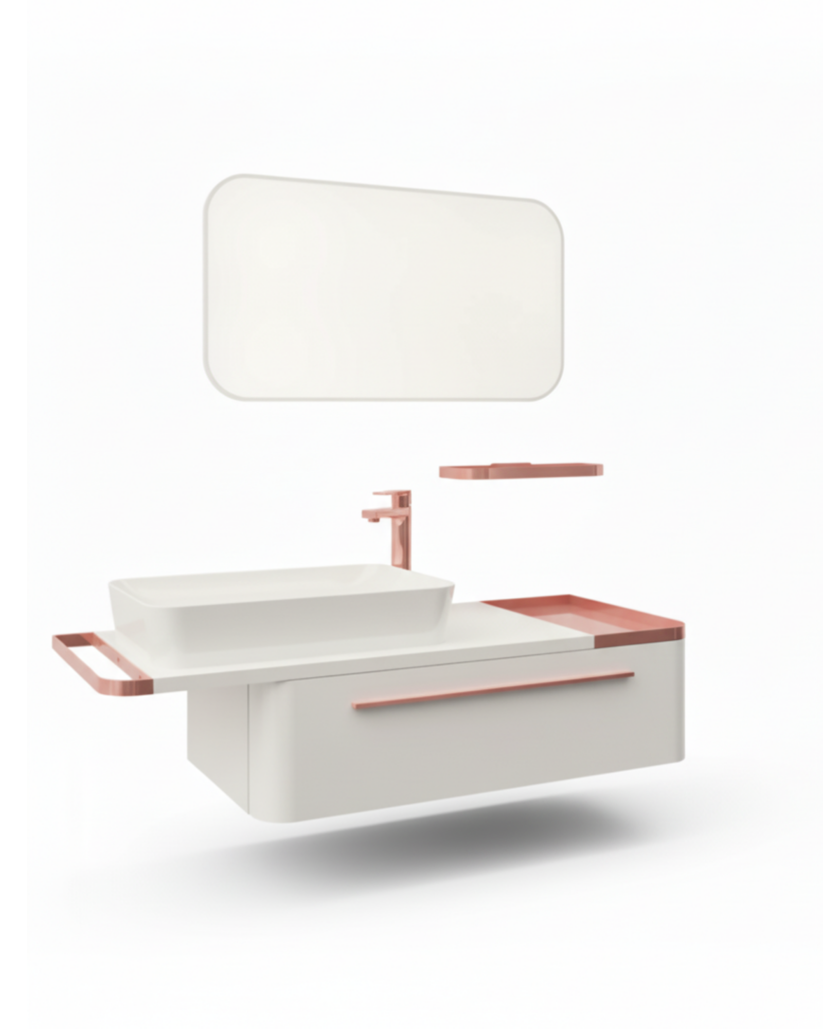 Angel 120 Cm Lavabo Dolabı Beyaz ve Led Ayna