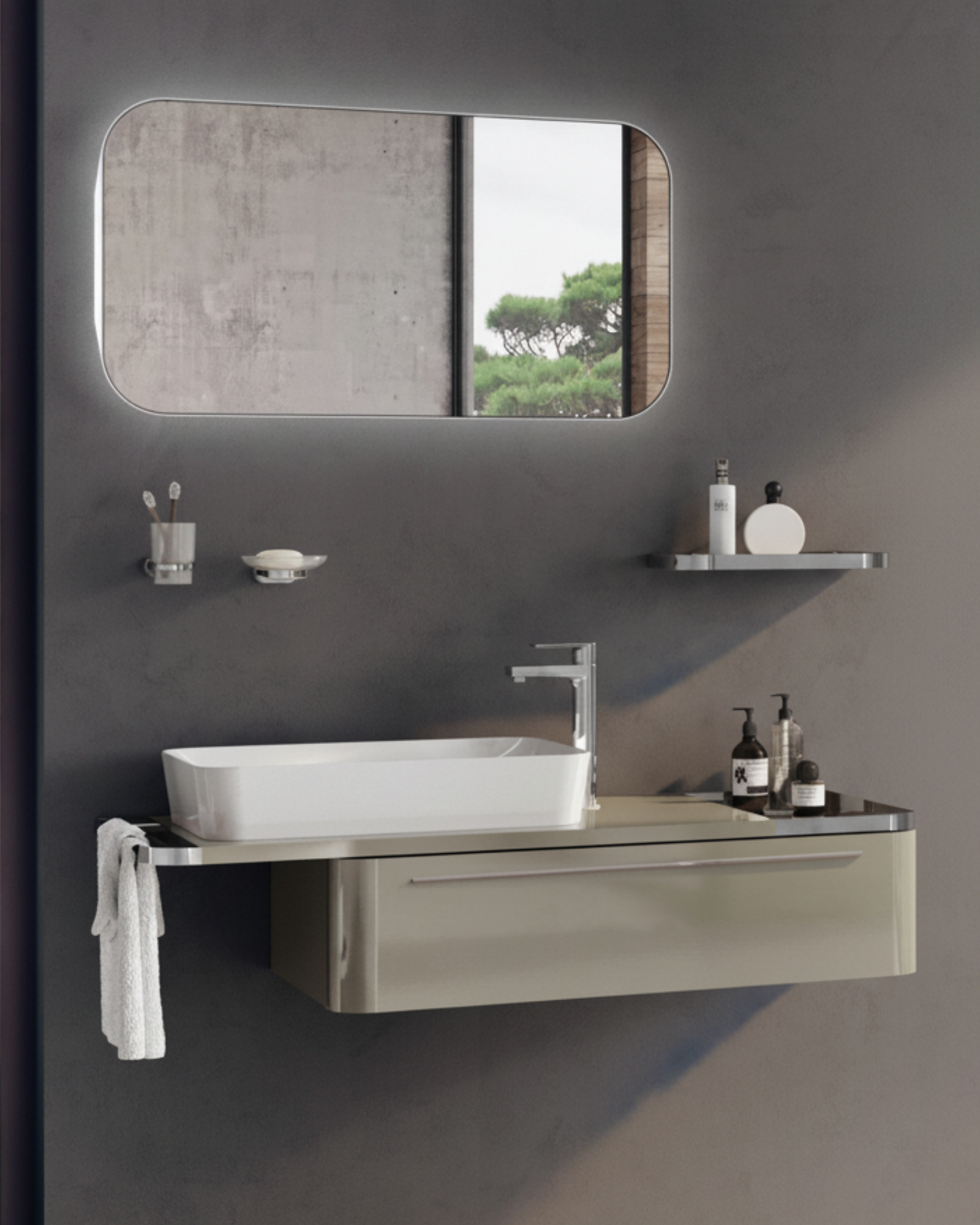 Angel Lavabo Dolabı 120 Cm Plazzo ve Led Ayna