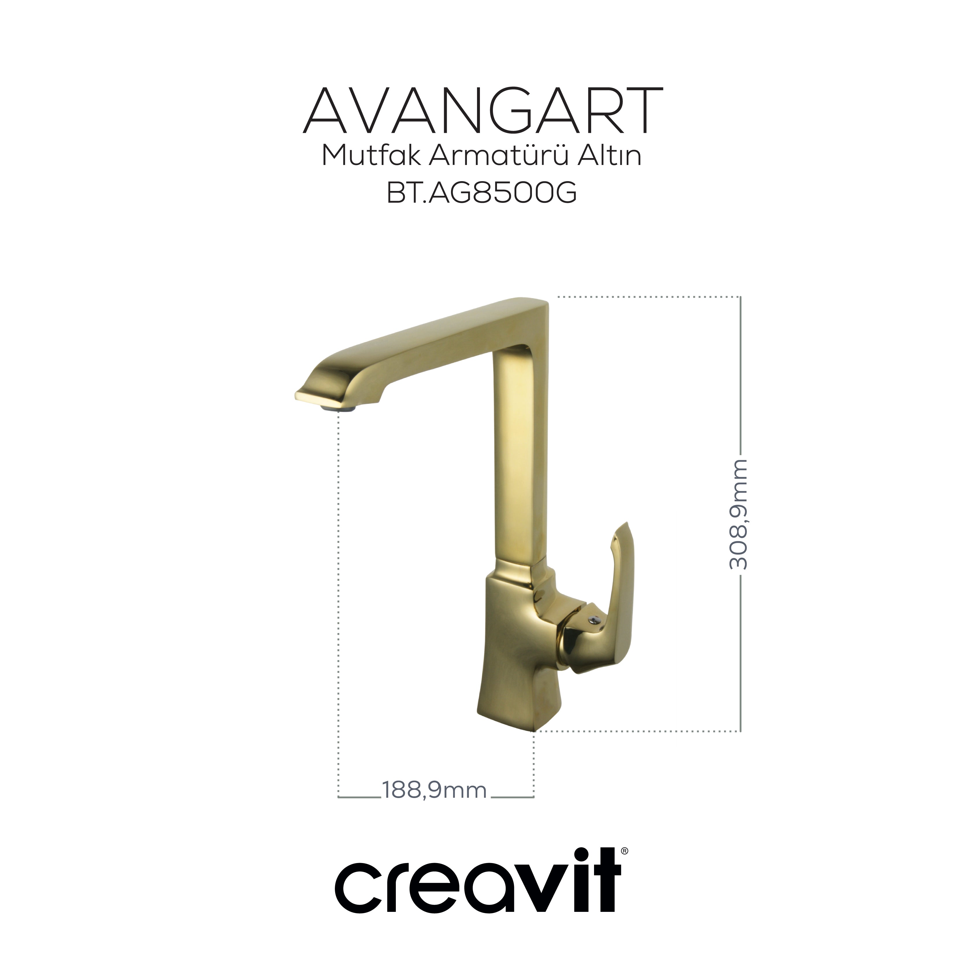 Avangart Mutfak Armatürü Altın - Creavit | Banyo Bu Tarafta