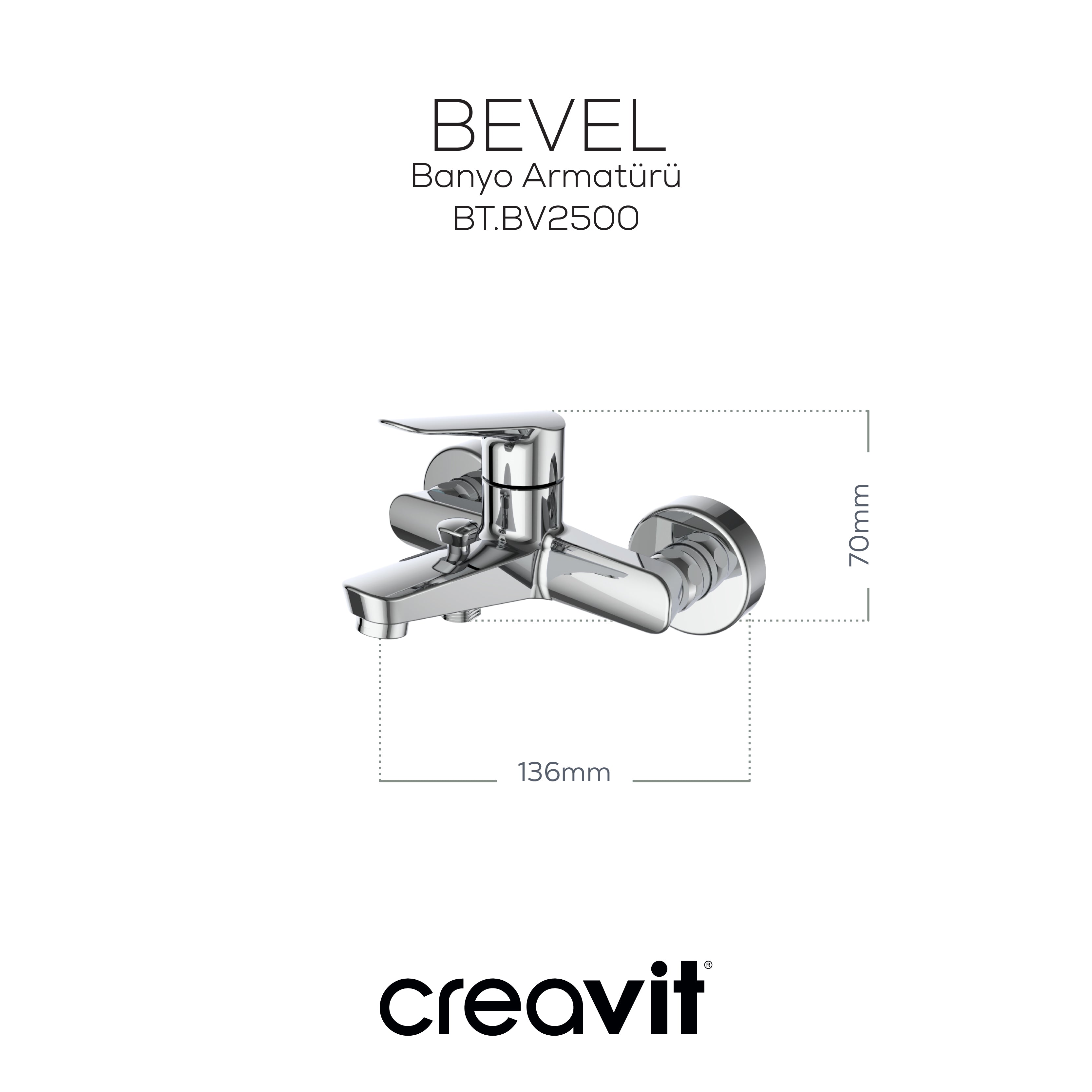 Bevel Banyo Armatürü Krom