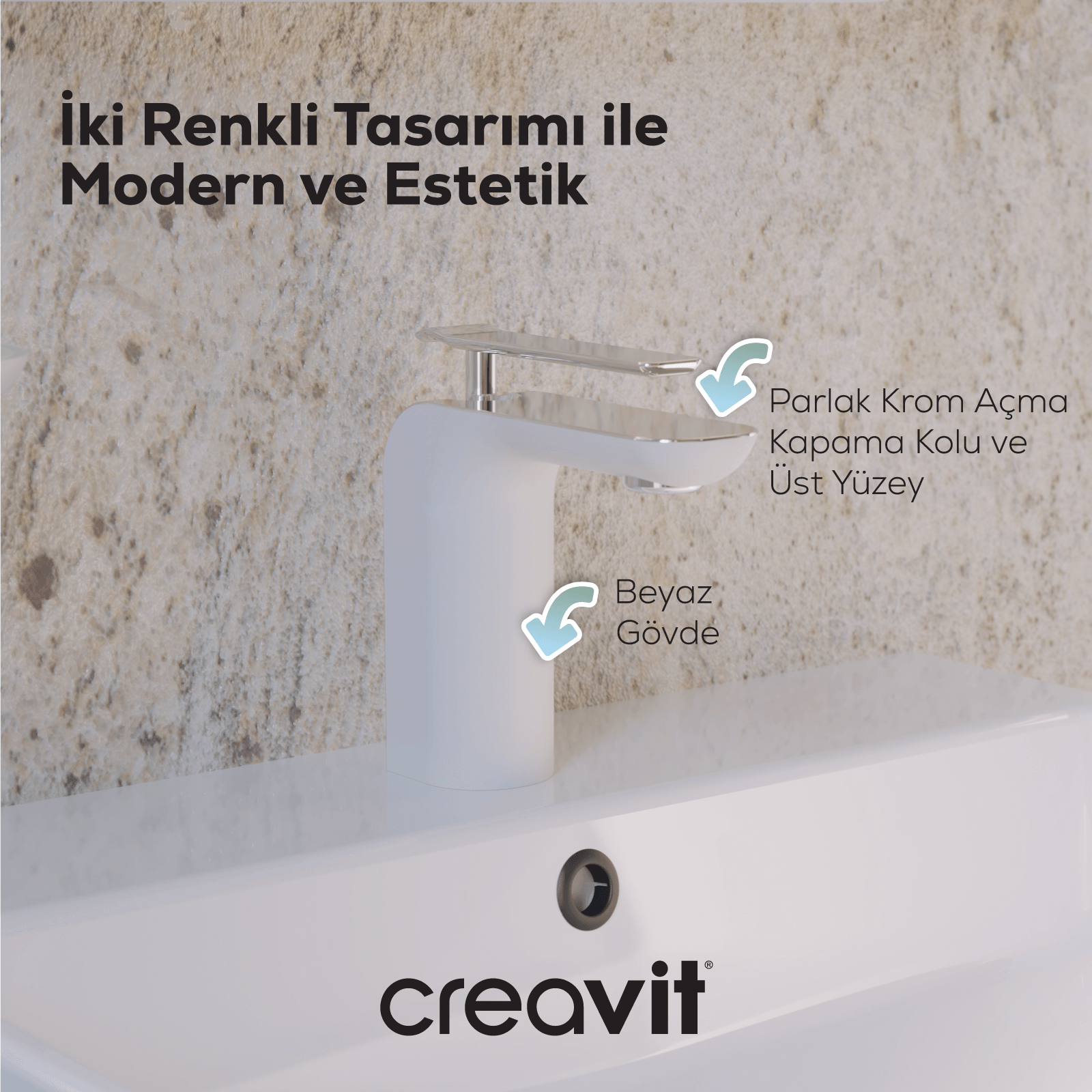 Bloom Lavabo Armatürü Beyaz - Creavit | Banyo Bu Tarafta