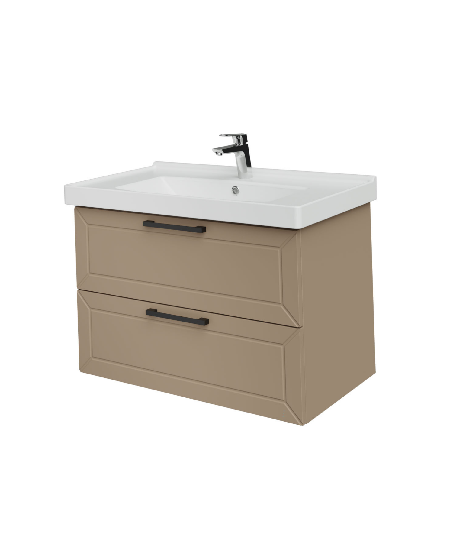 D20 80 Cm İki Çekmeceli Lavabo Dolabı Dafne Lake Kapak (Demonte)