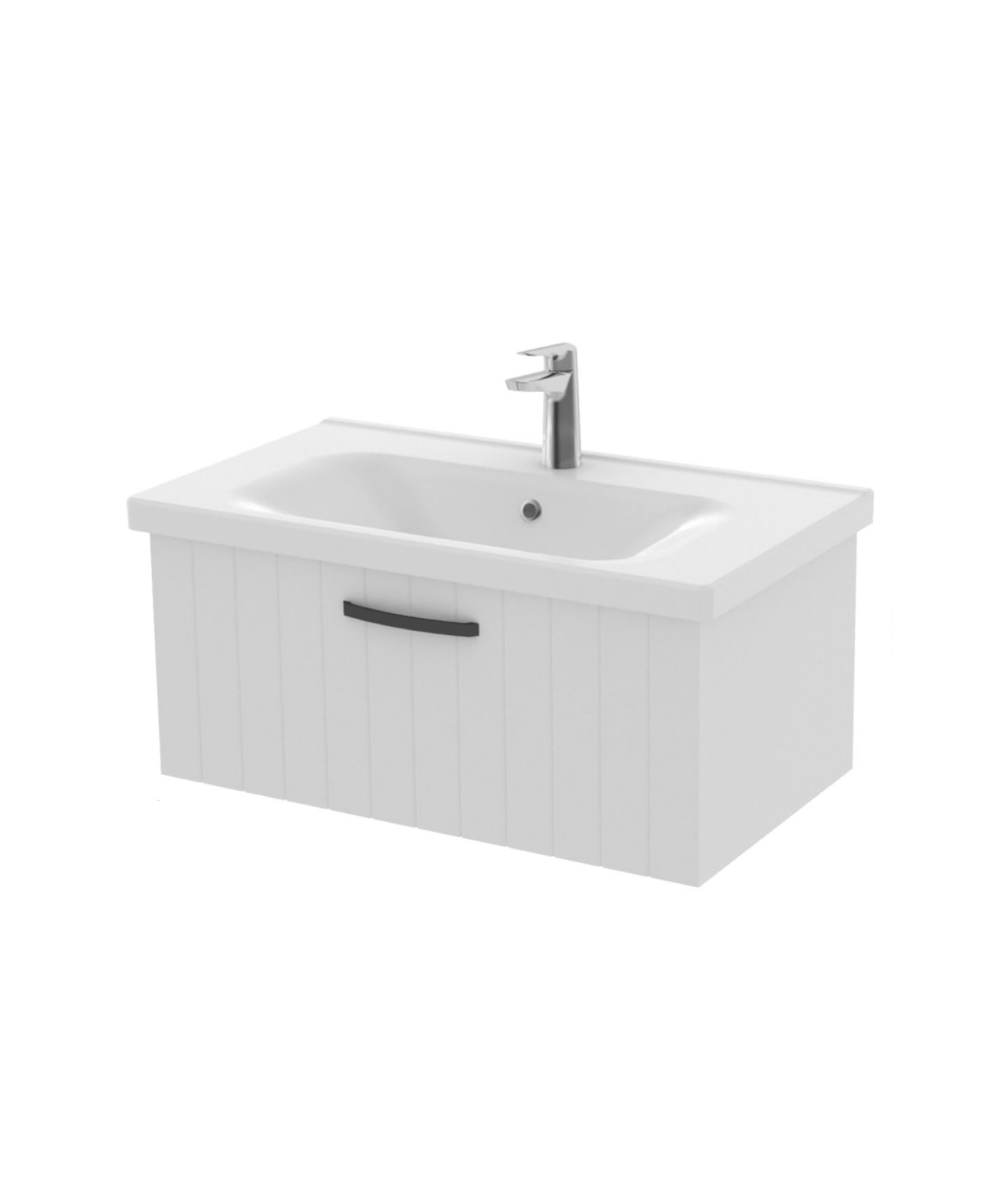 D10 Eksen Lavabo Dolabı Çekmeceli 80 cm Beyaz Lake kapak
