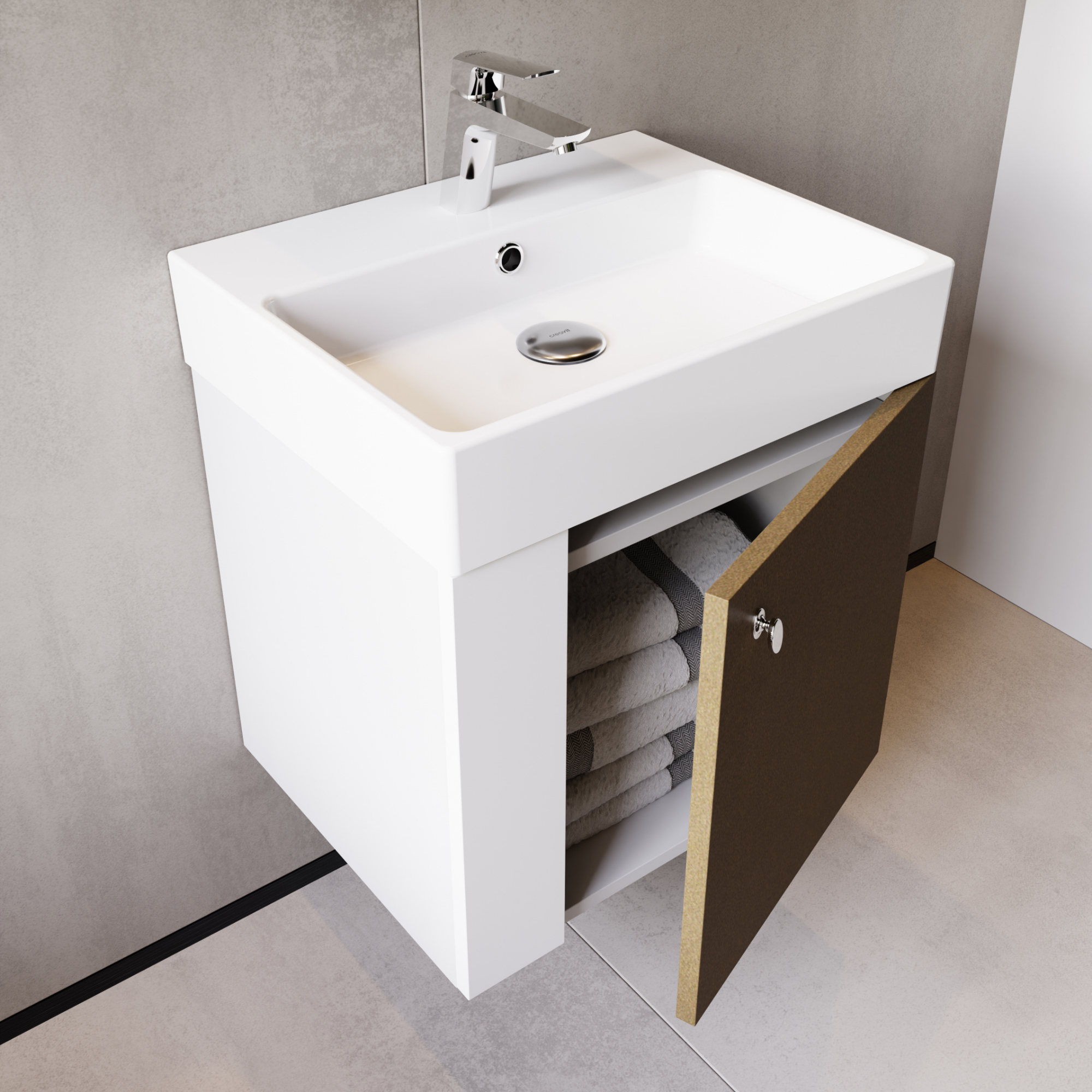 Font Lavabo Dolabı 50 cm Beyaz-Barok