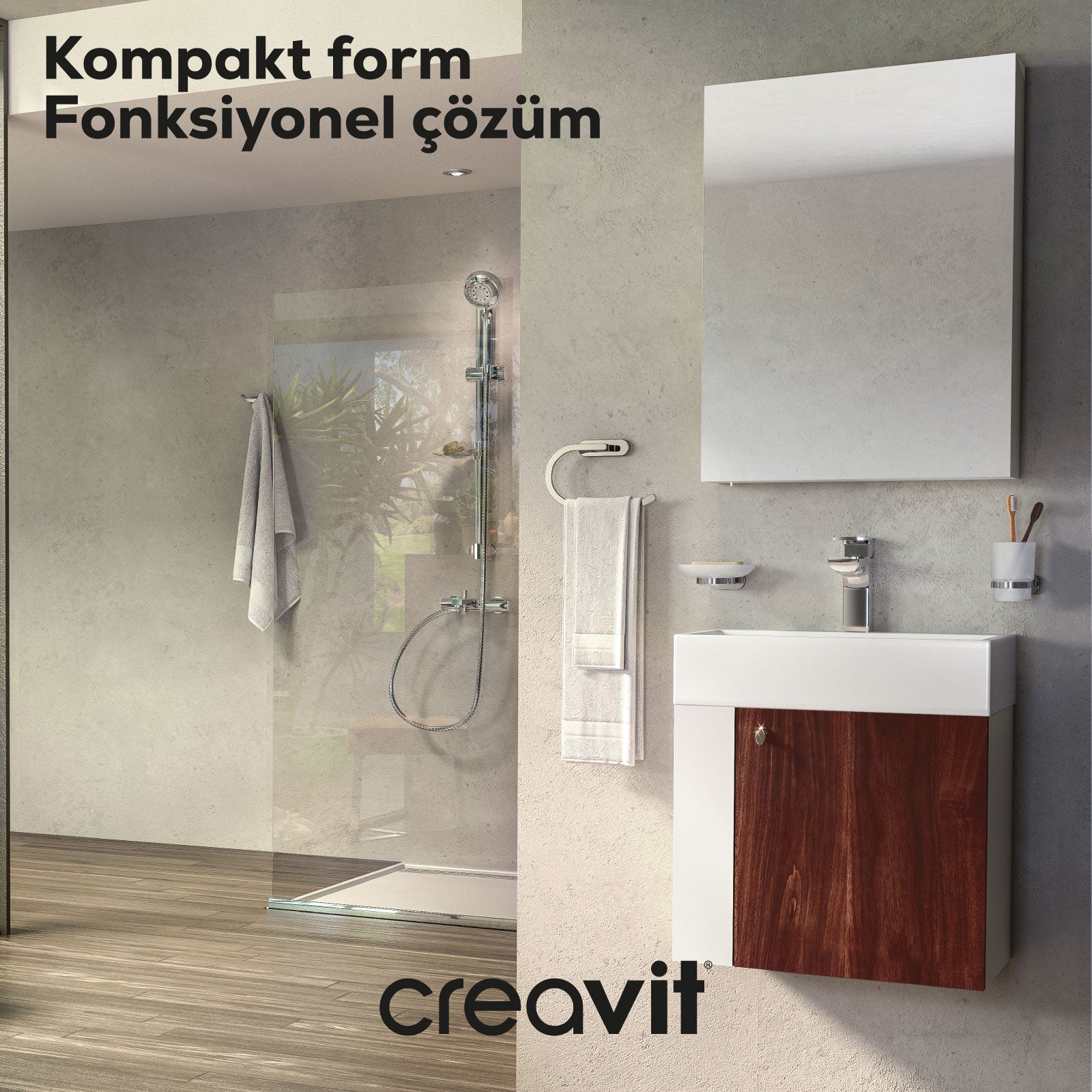 Font Lavabo Dolabı 50 cm Beyaz-Bakır - Creavit | Banyo Bu Tarafta