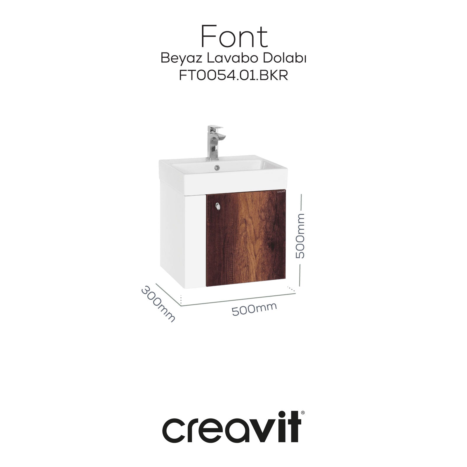 Font Lavabo Dolabı 50 cm Beyaz-Bakır - Creavit | Banyo Bu Tarafta