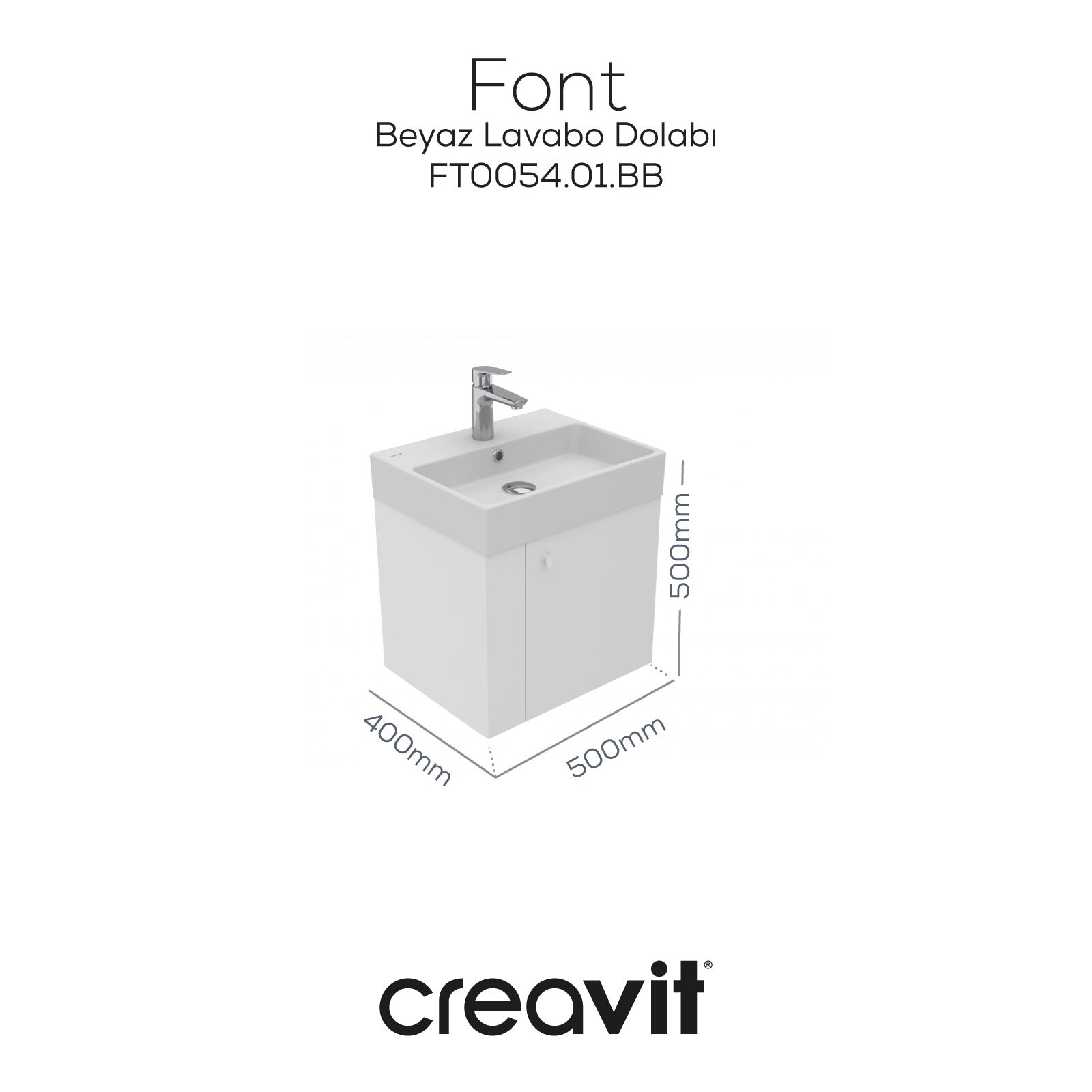 Font Lavabo Dolabı 50 cm Beyaz - Creavit | Banyo Bu Tarafta