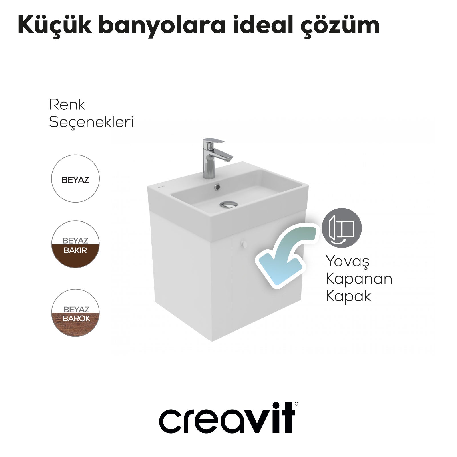 Font Lavabo Dolabı 50 cm Beyaz - Creavit | Banyo Bu Tarafta