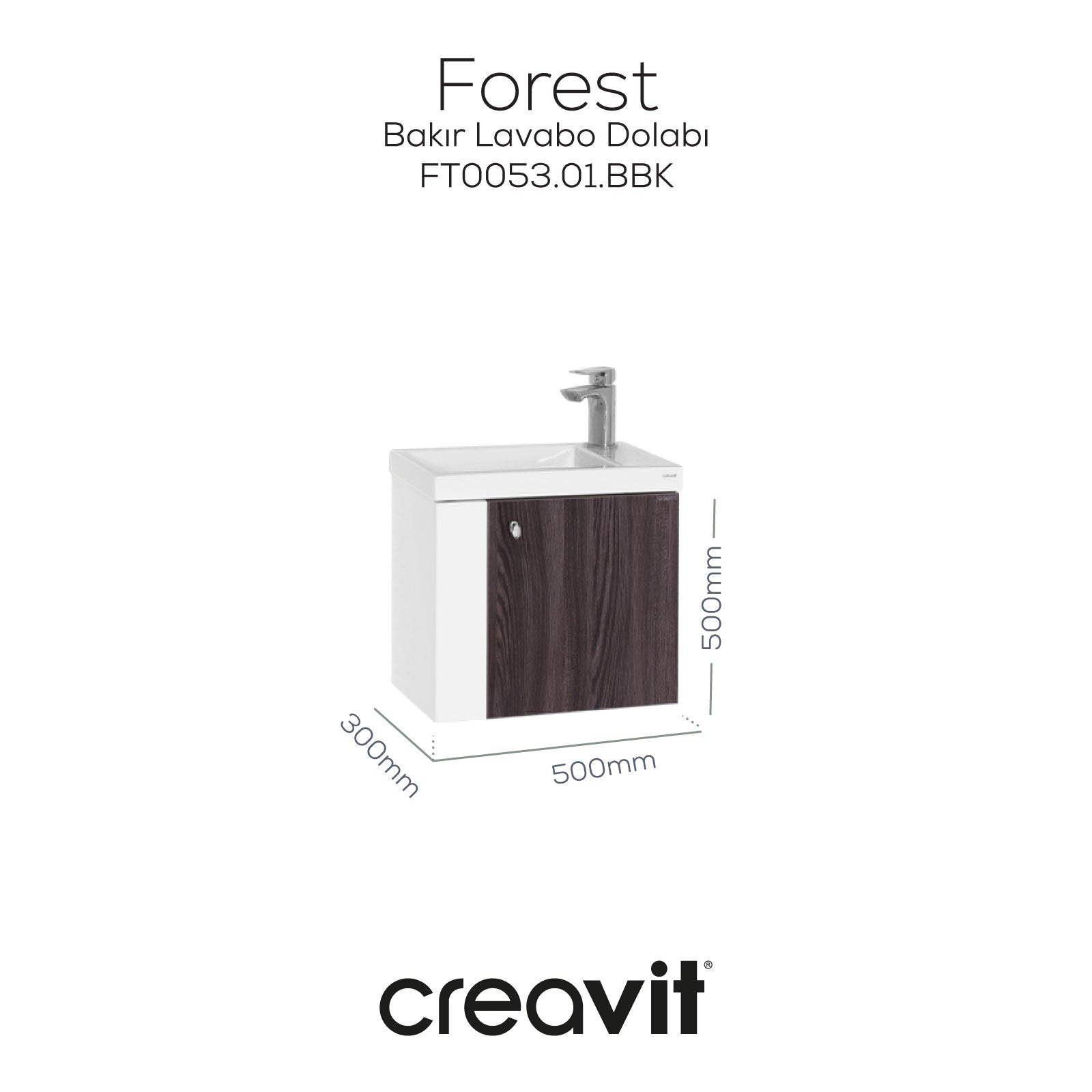 Forest Lavabo Dolabı 50 cm Beyaz-Bakır - Creavit | Banyo Bu Tarafta