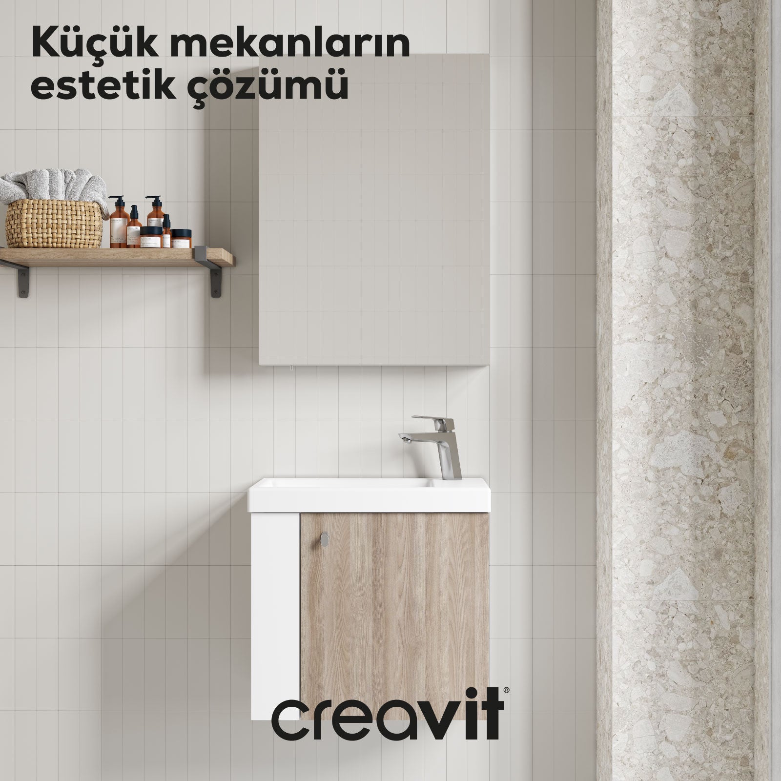 Forest Lavabo Dolabı 50 cm Beyaz-Barok - Creavit | Banyo Bu Tarafta