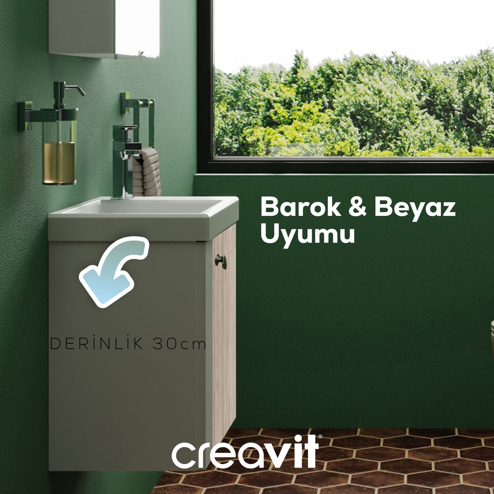 Forest Lavabo Dolabı 50 cm Beyaz-Barok - Creavit | Banyo Bu Tarafta