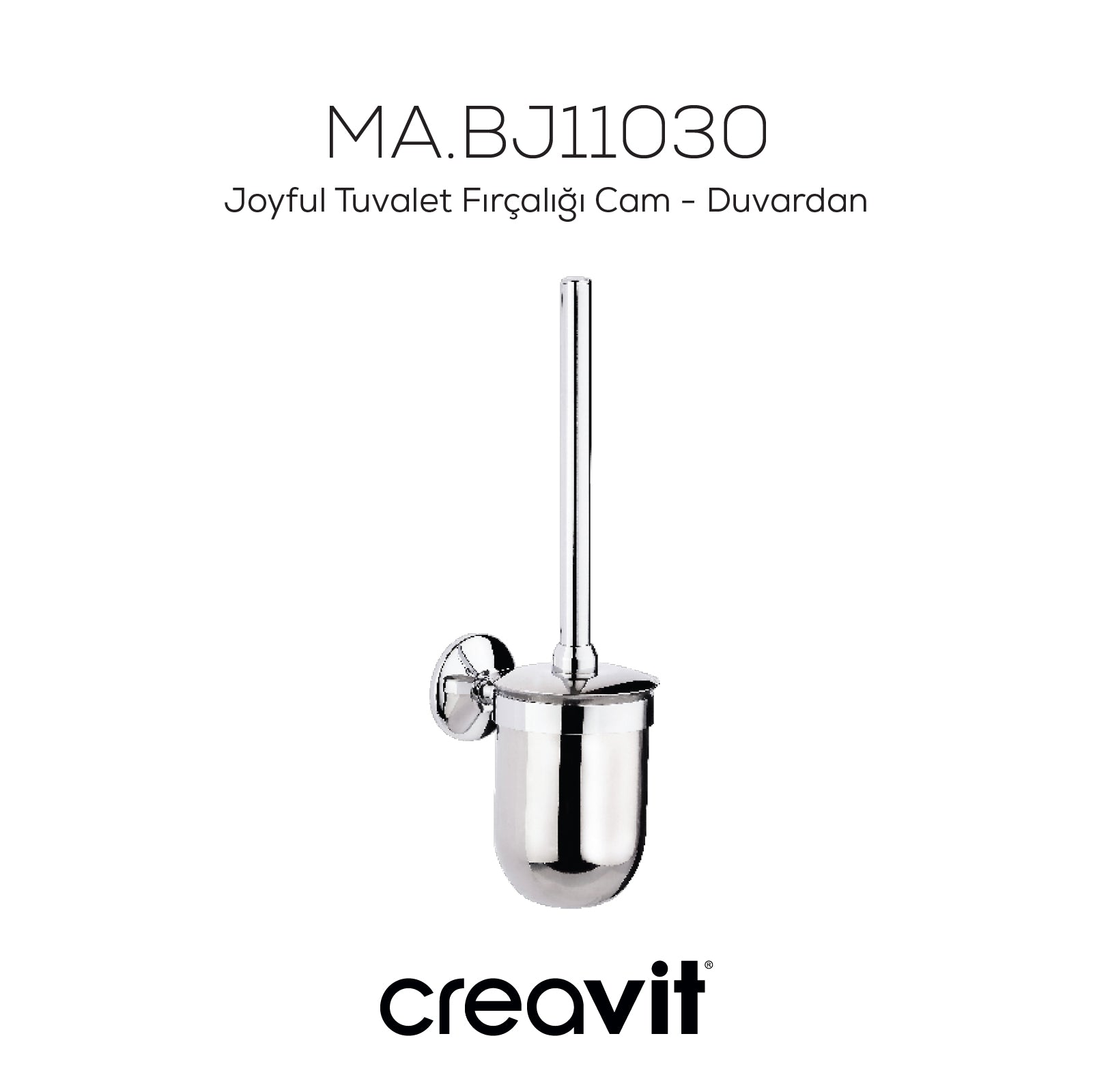 Joyful Toilet Brush Holder Glass - Wall Mounted