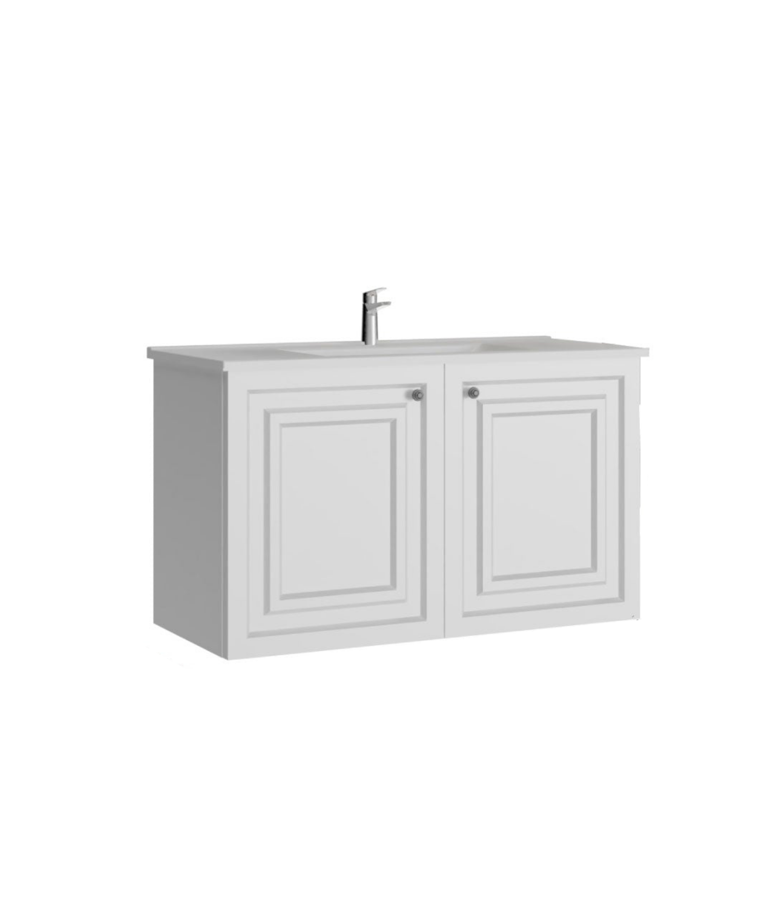 Kayra Lavabo Dolabı Kapaklı 100cm Mat Beyaz
