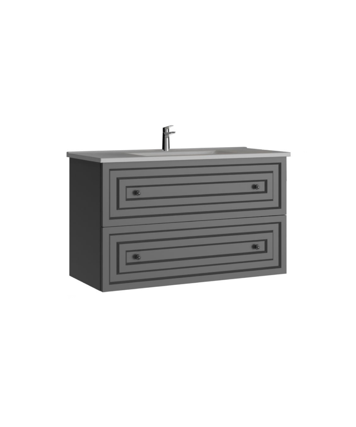 Kayra Lavabo Dolabı Çekmeceli 100cm Mat Gri