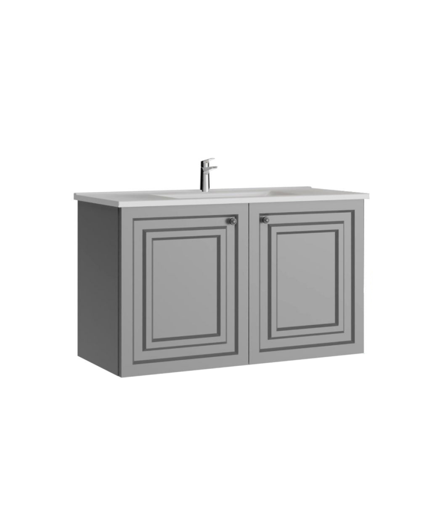 Kayra Lavabo Dolabı Kapaklı 100cm Mat Gri