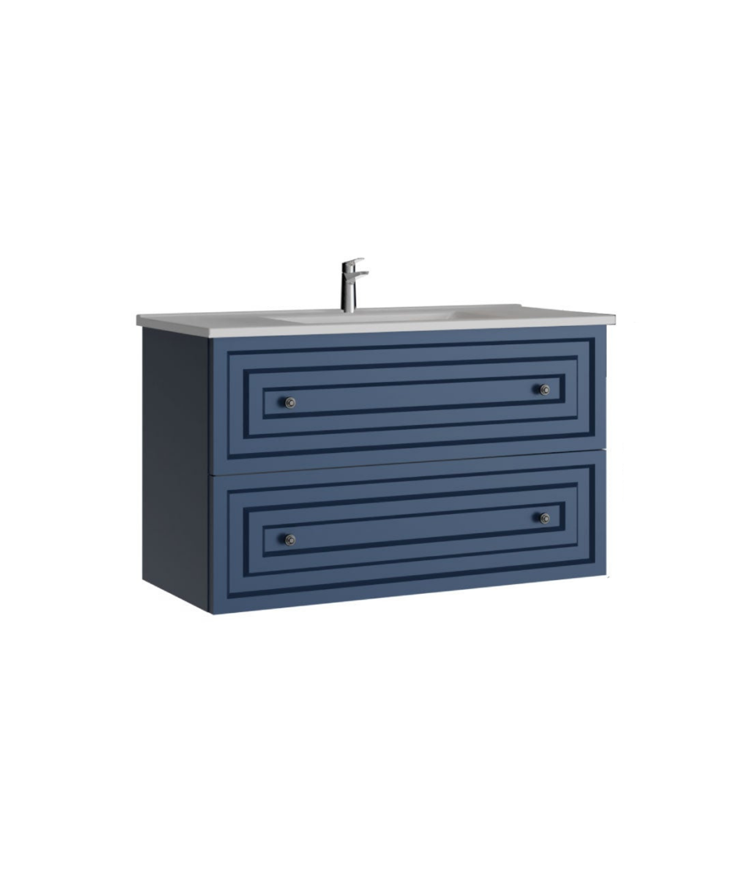 Kayra Lavabo Dolabı Çekmeceli 100cm Mat Safire Blue