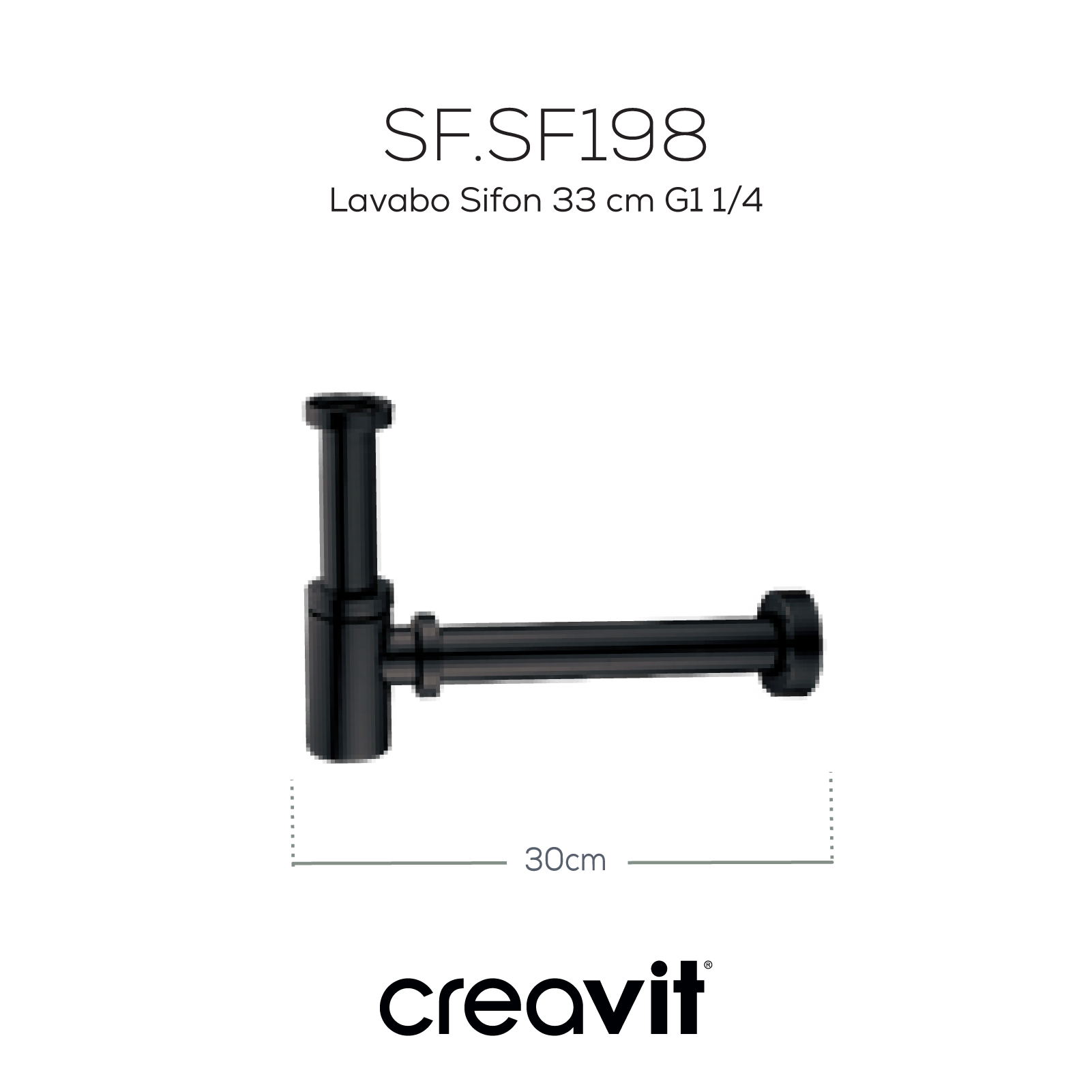 Lavabo Sifon 33 cm G1 1/4 mat siyah