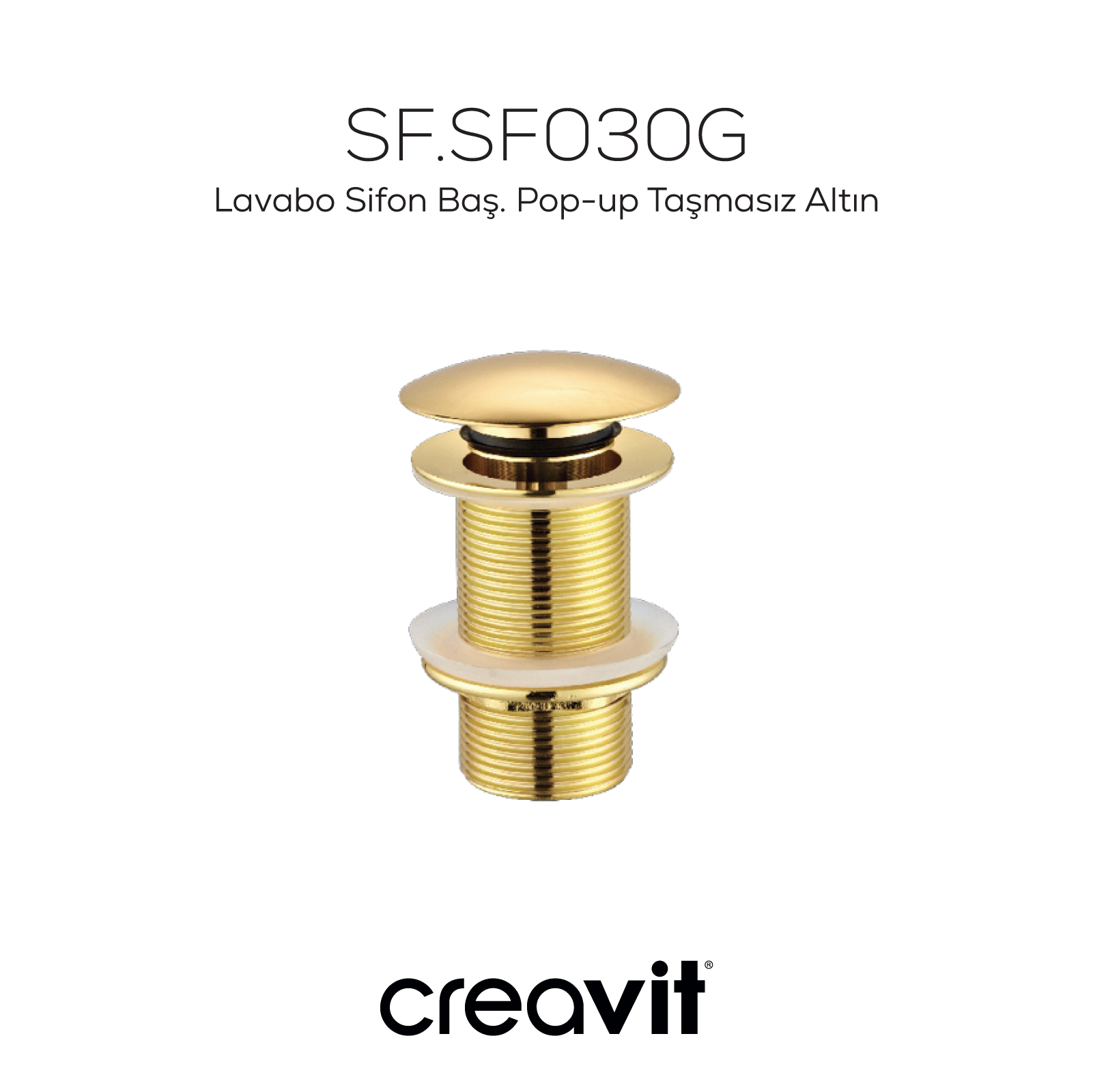 Sink Siphon Head Pop-up Overflow-Free Gold