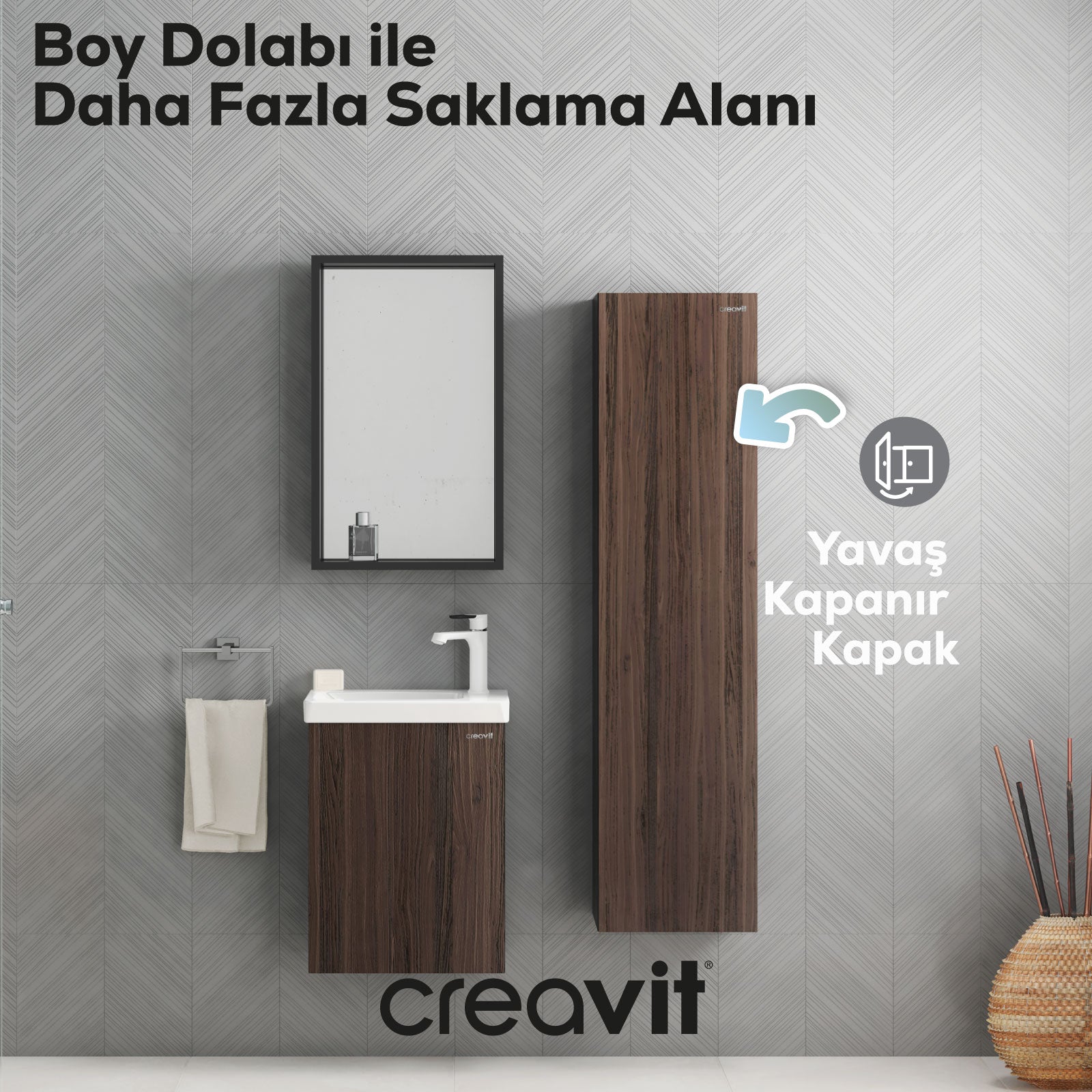 Mio Boy Dolabı 140 cm Antrasit-Açık Ceviz