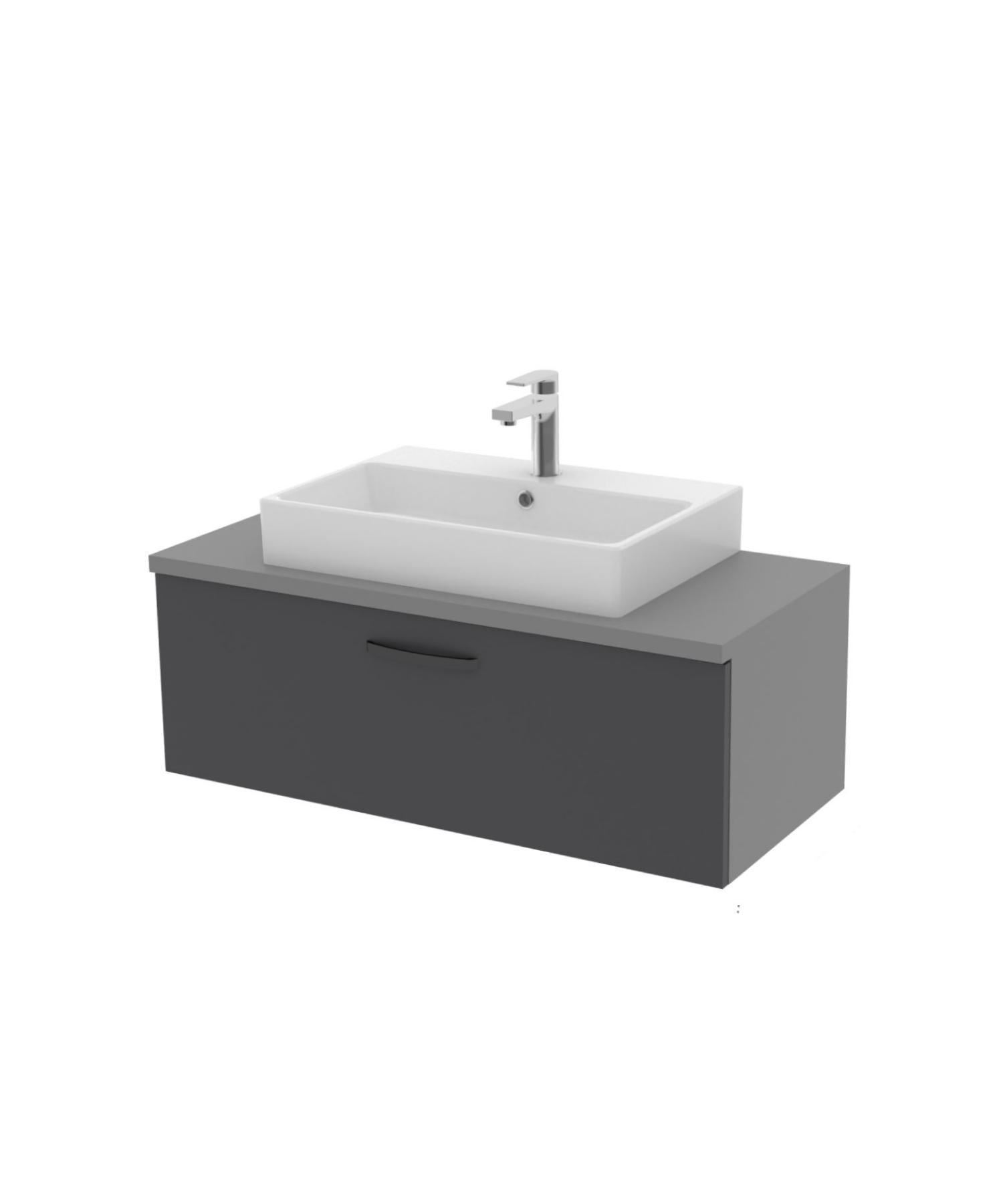 D10 Next Lavabo Dolabı Çekmeceli 100 cm Gri Gövde Antrasit Kapak