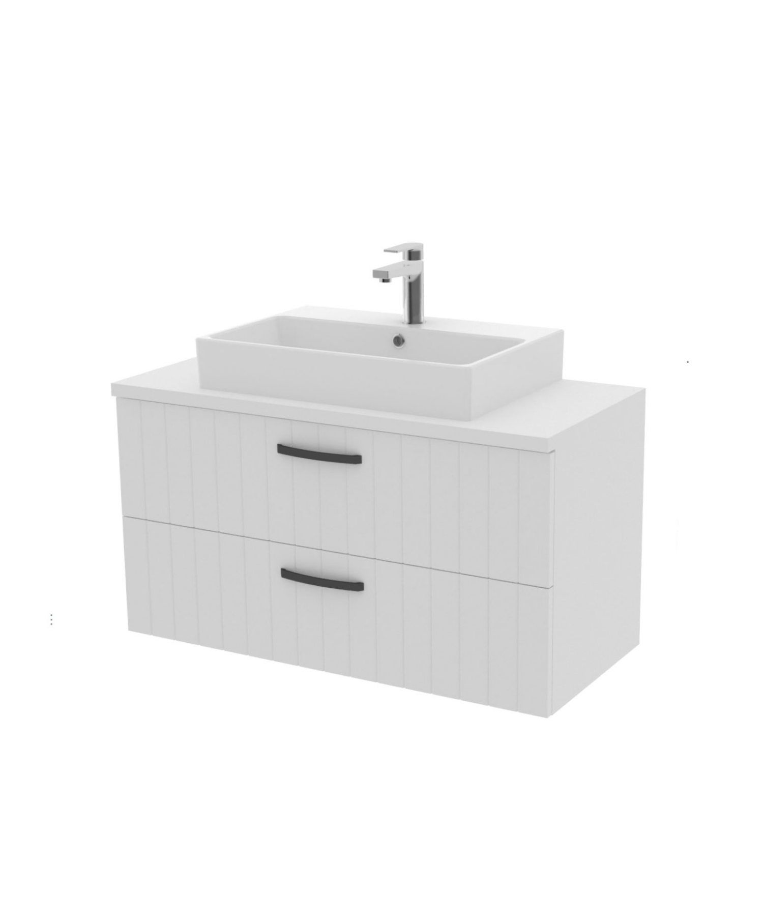 D10 Next Lavabo Dolabı İki Çekmeceli 100 cm Beyaz Gövde Lake Kapak