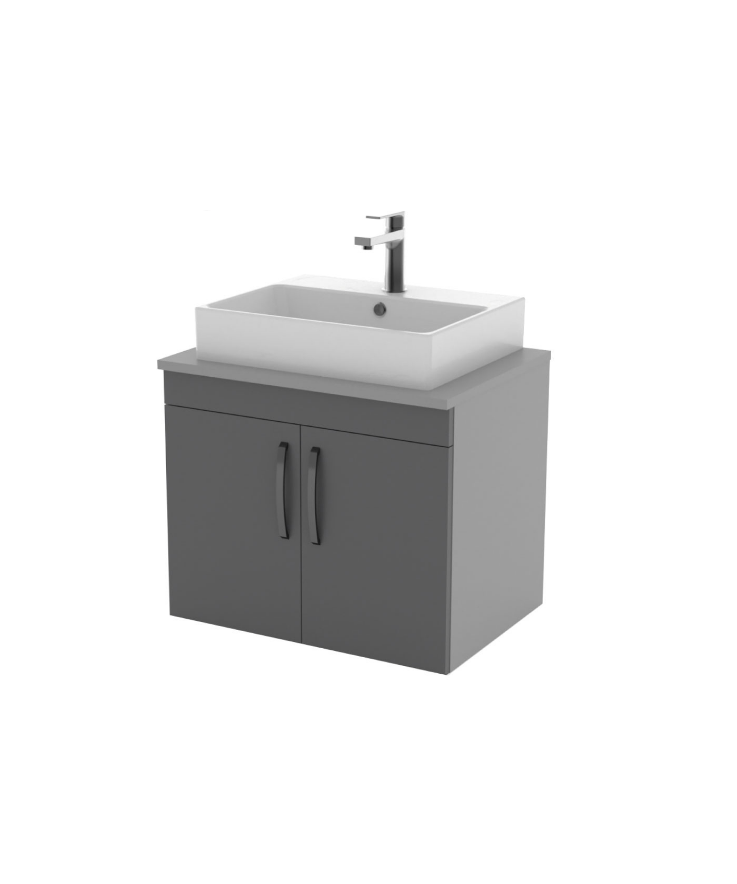 D10 Next Lavabo Dolabı Kapaklı 65 cm Gri Gövde Antrasit Kapak