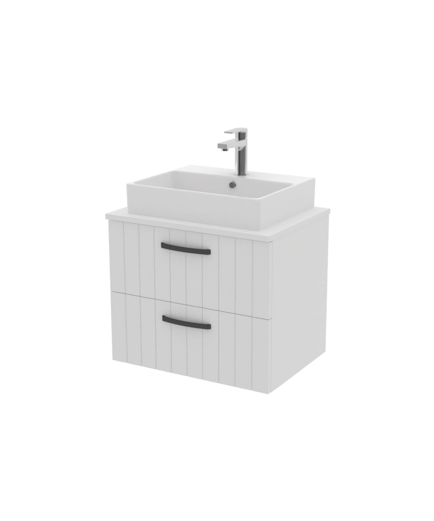 D10 Next Lavabo Dolabı İki Çekmeceli 65 cm Beyaz Lake Kapak