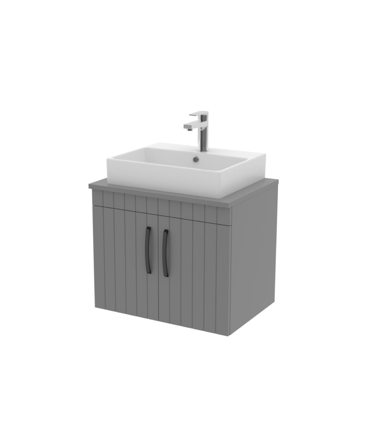 D10 Next Lavabo Dolabı Kapaklı 65 cm Gri Gövde Lake Kapak