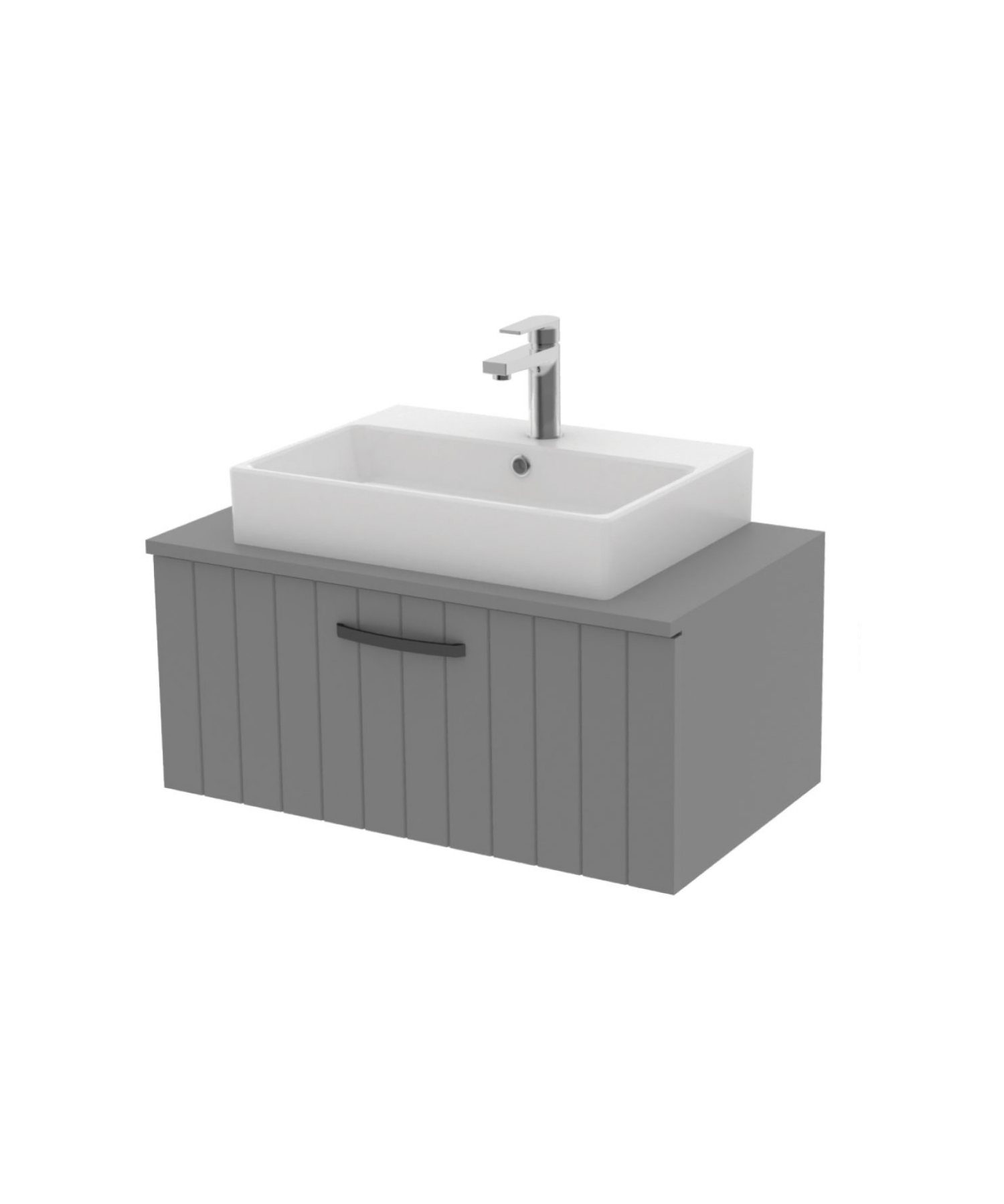 D10 Next Waschbeckenunterschrank mit Schubladen 80 cm Grau Lackblende