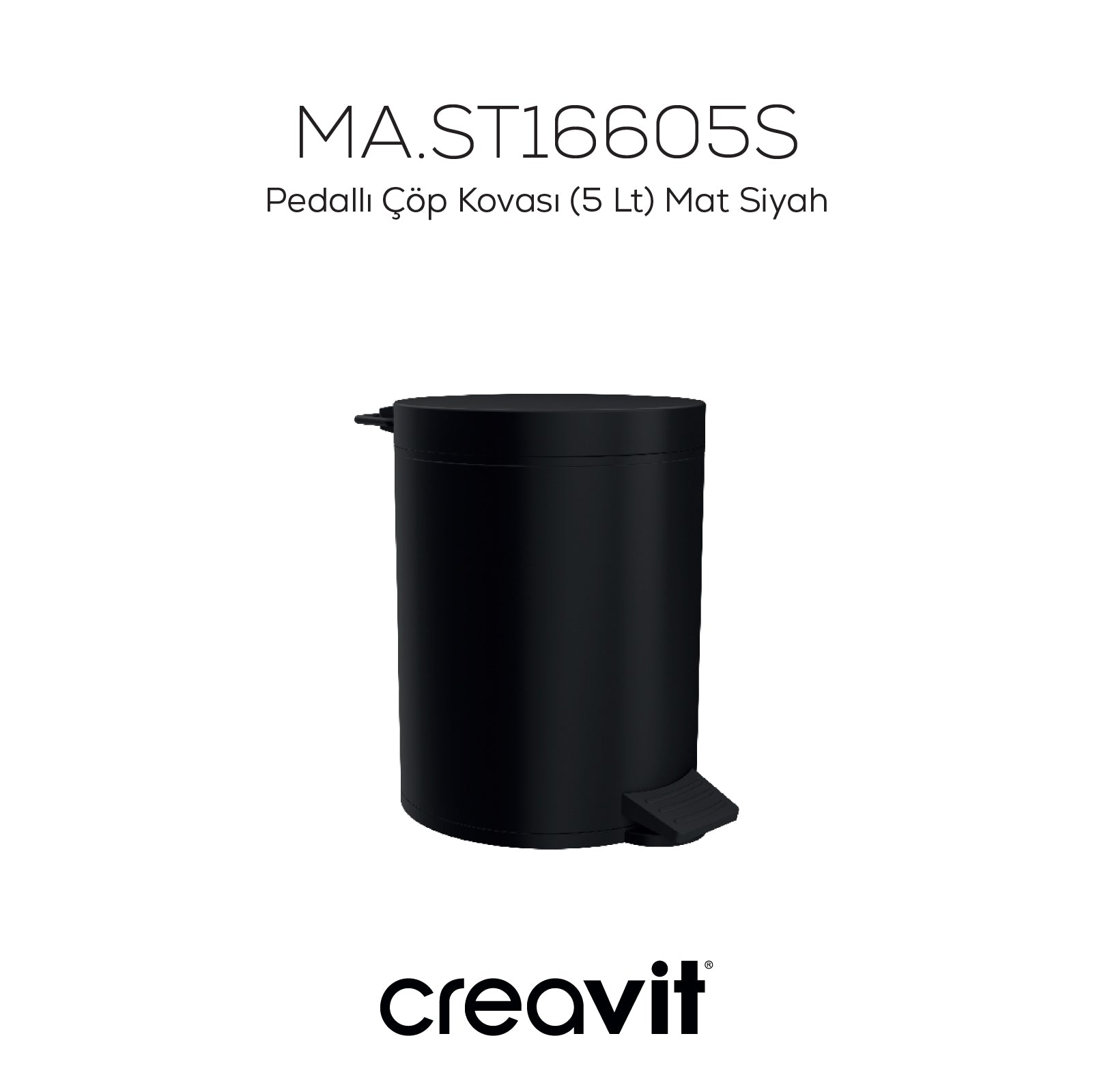 Pedal Trash Can (5 Lt) Matte Black