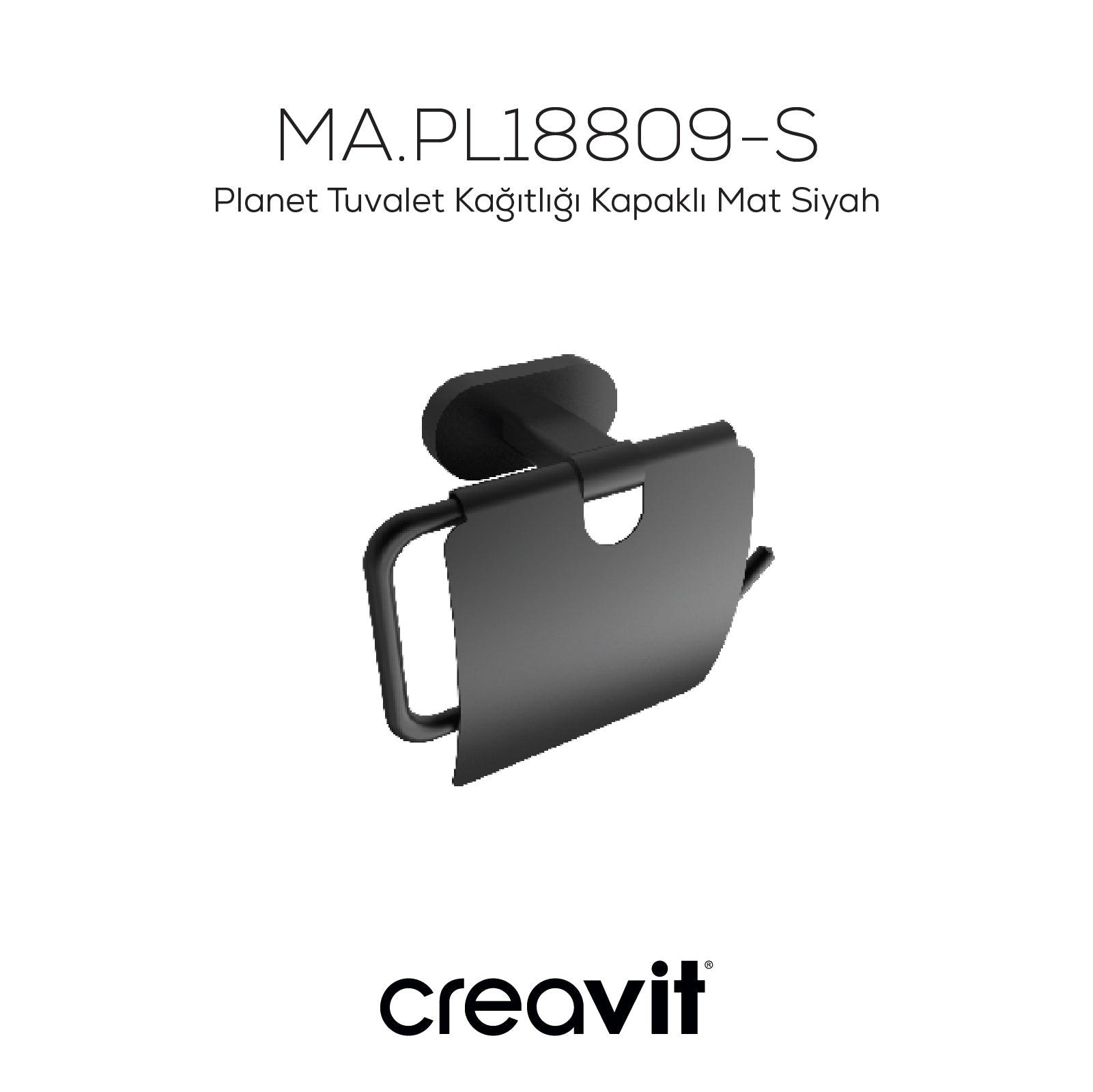 Planet Toilet Roll Holder with Lid Matte Black