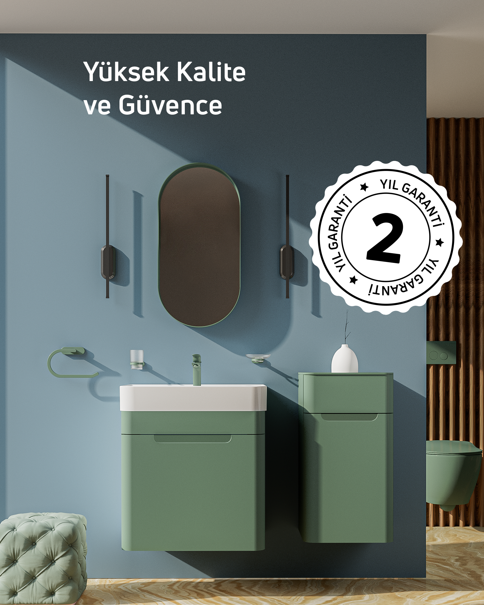 Colorit Covered Sink Cabinet 60 cm Nile Green 