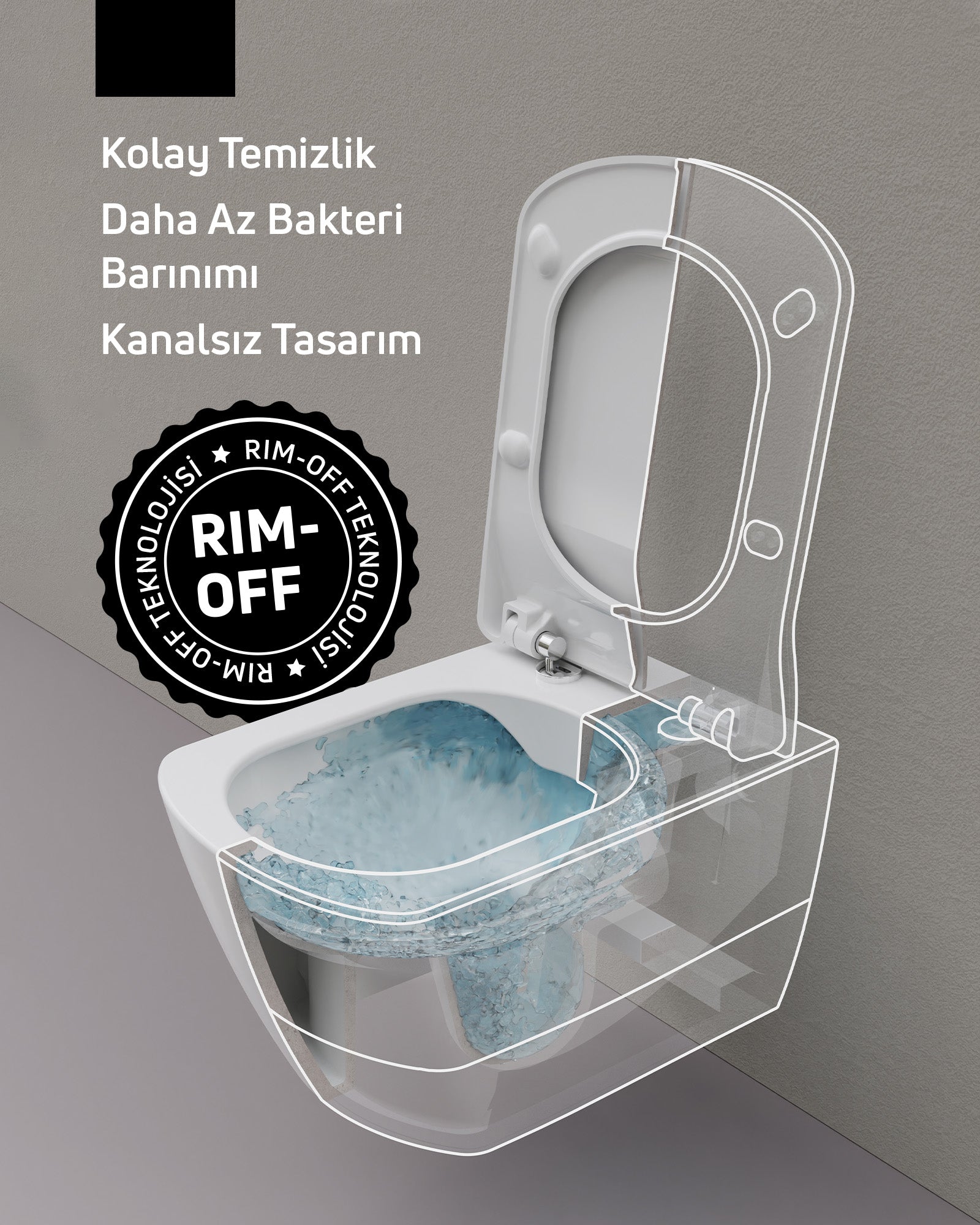 Elegant Rim-Off Wall Hung WC White 