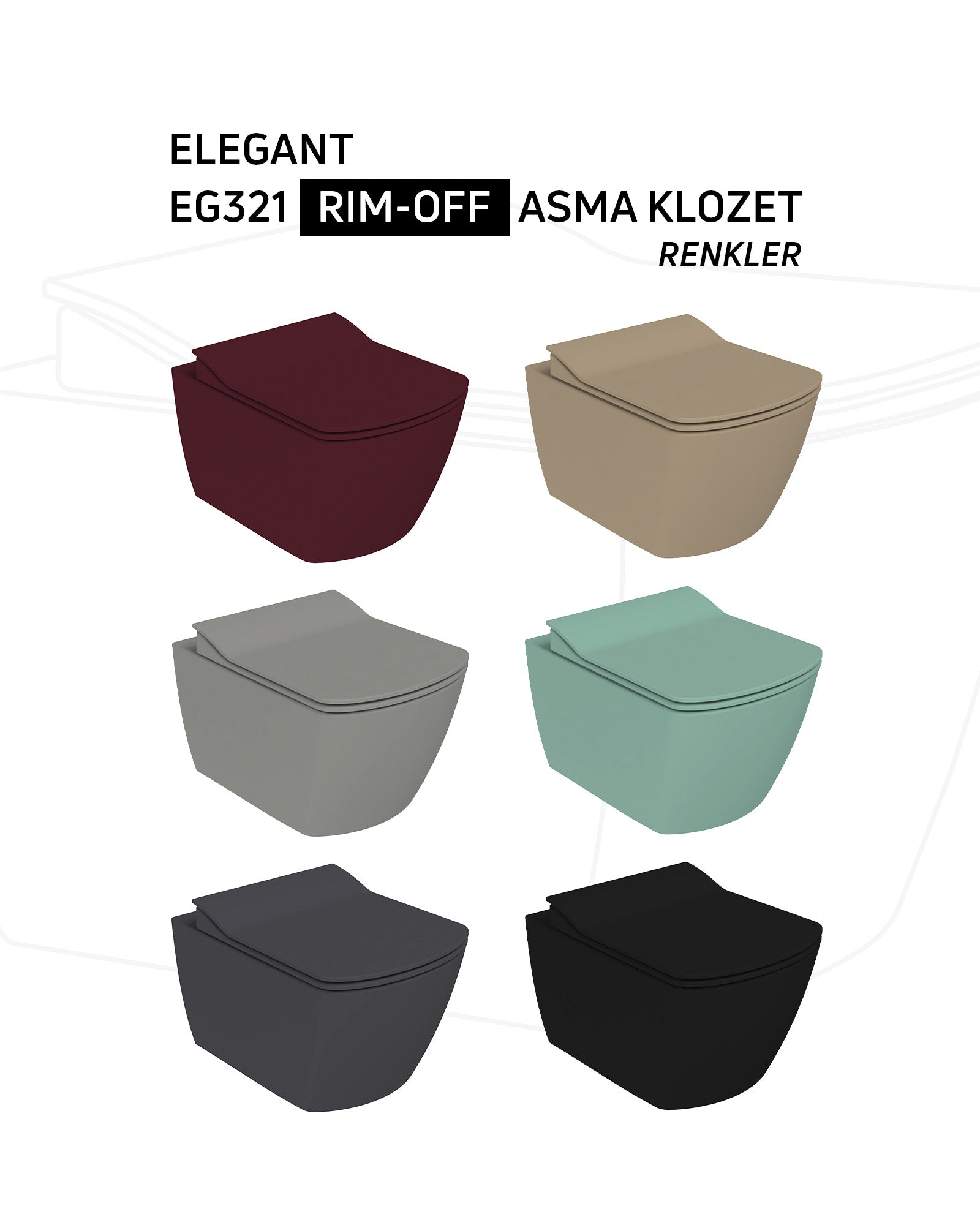 Elegant Rim-Off (Kanalsız) Asma Klozet Nil Yeşili