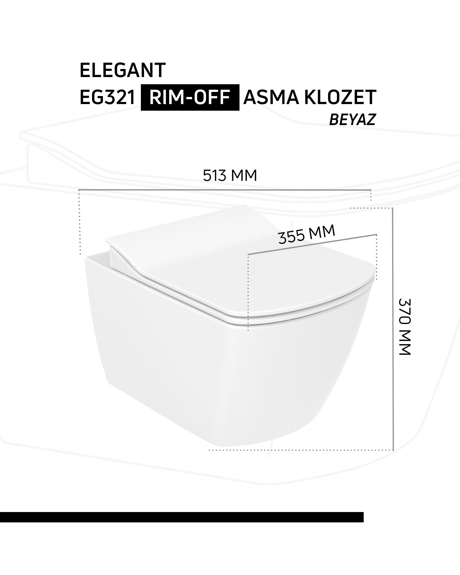 Elegant Rim-Off Wall Hung WC White 