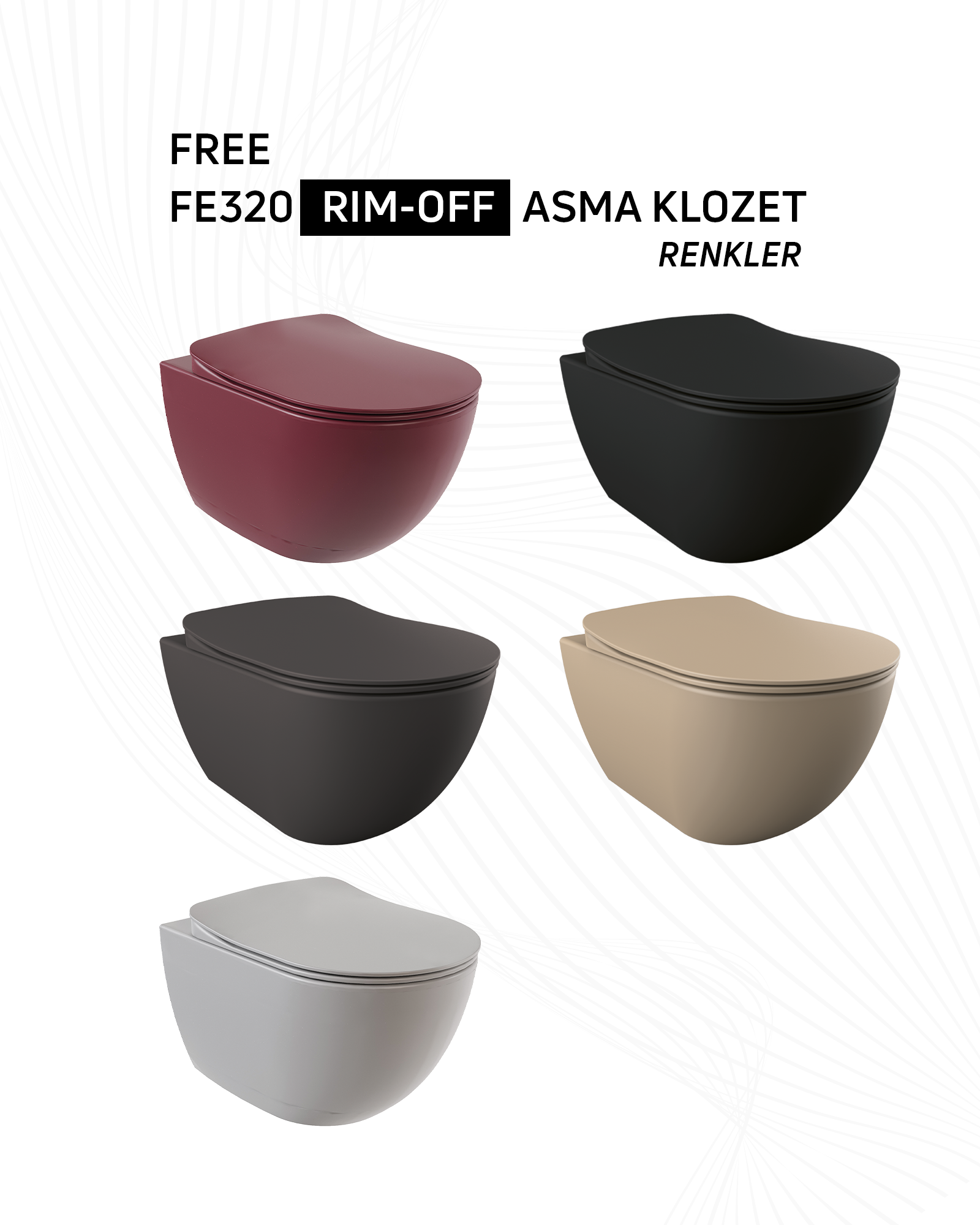 Free Rim-Off Wall Hung WC Matte Anthracite - Set 