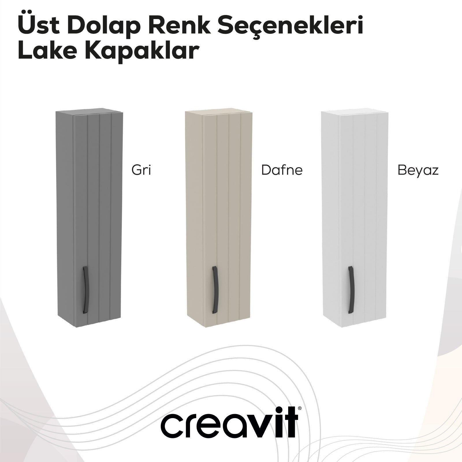 D10 20 cm Sol Üst Dolap Gri Melamin Gövde Lake Kapak