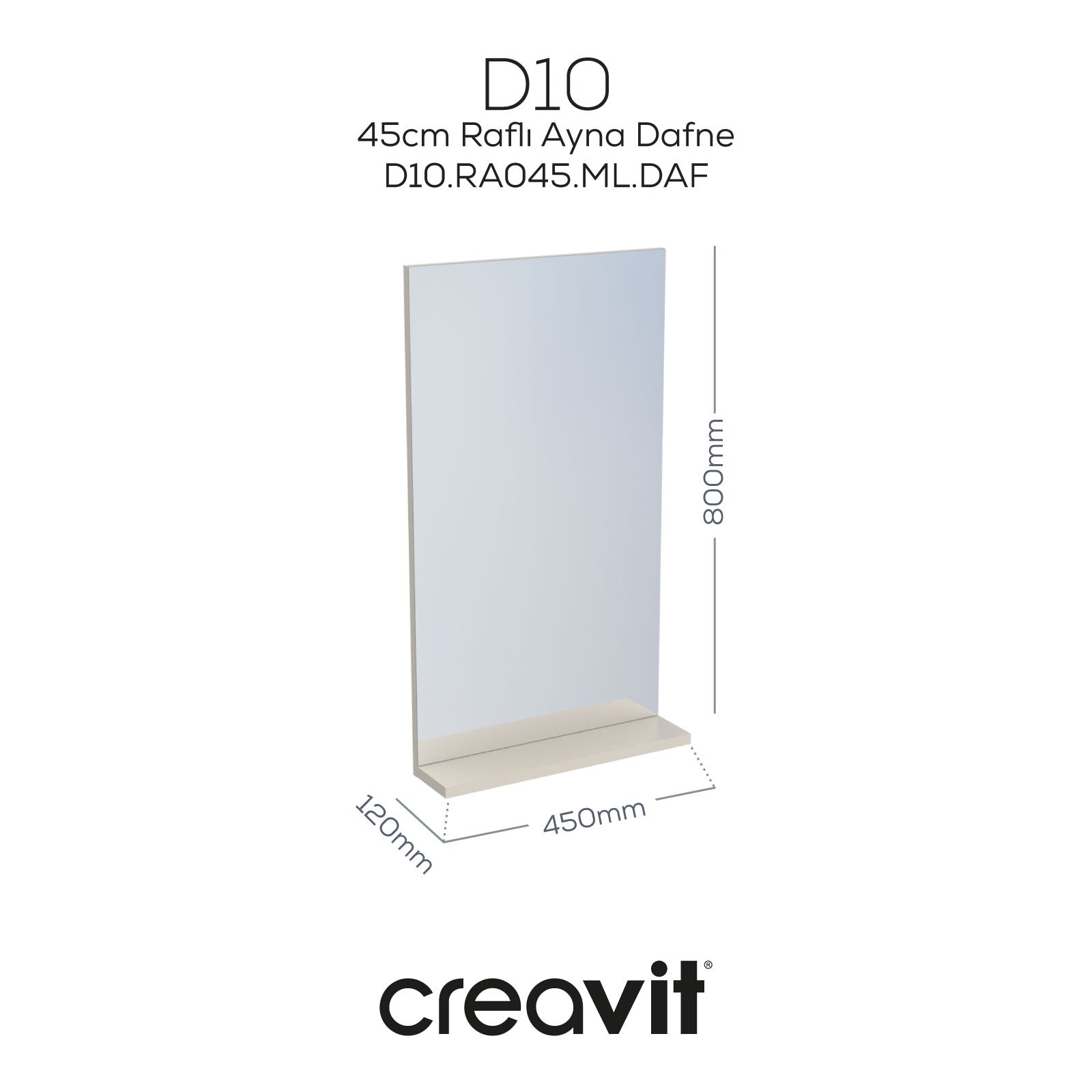 D10 45 cm Melamin Raflı Ayna Dafne
