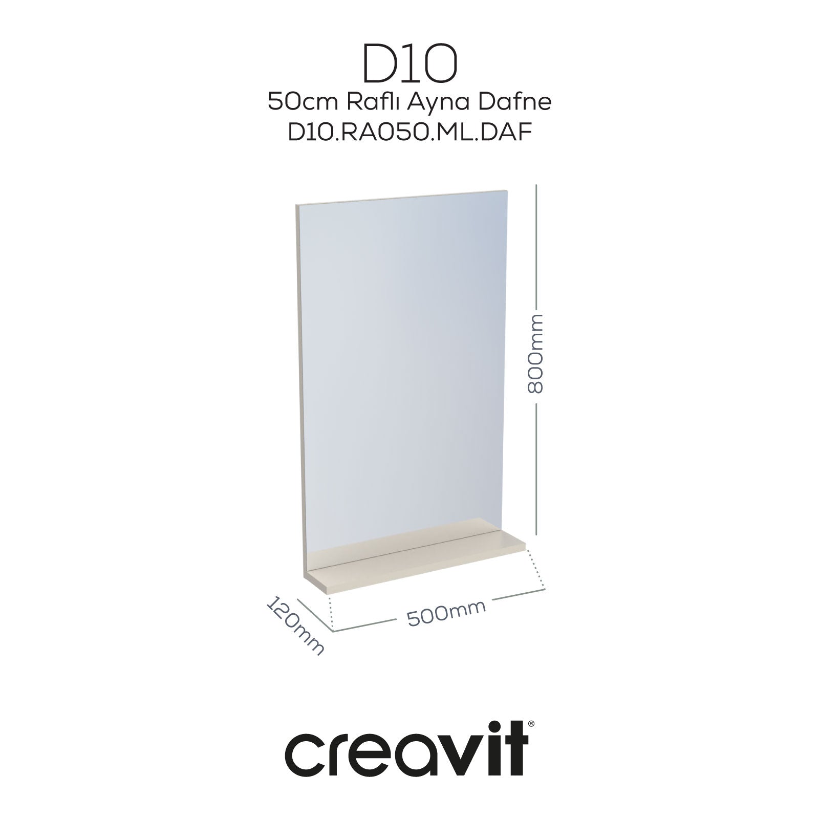 D10 50 cm Melamin Raflı Ayna Dafne