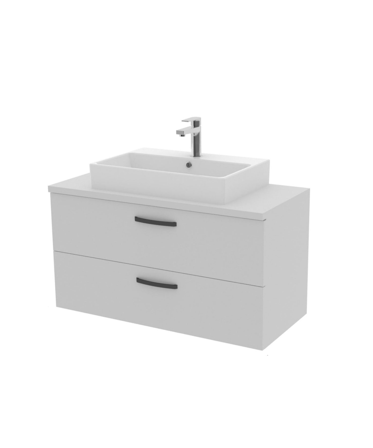D10 Next Lavabo Dolabı İki Çekmeceli 100 cm Beyaz Melamin Gövde