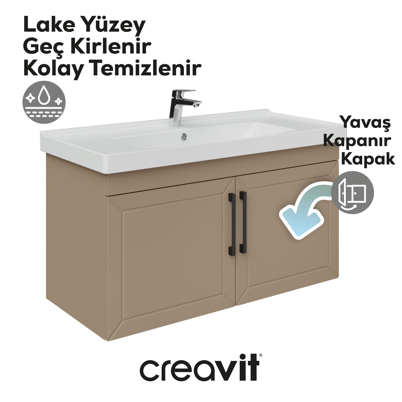D20 100 Cm Kapaklı Lavabo Dolabı Dafne Lake Kapak