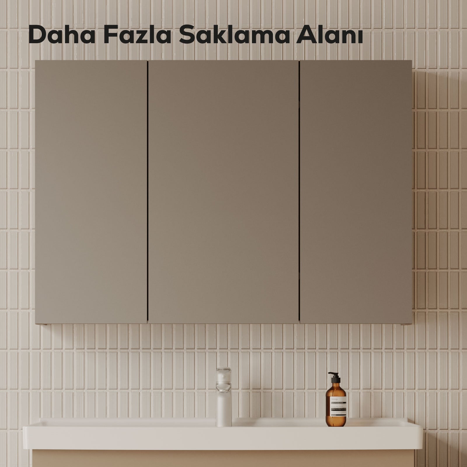 D20 100 Cm Melamin Aynalı Dolap Antrasit